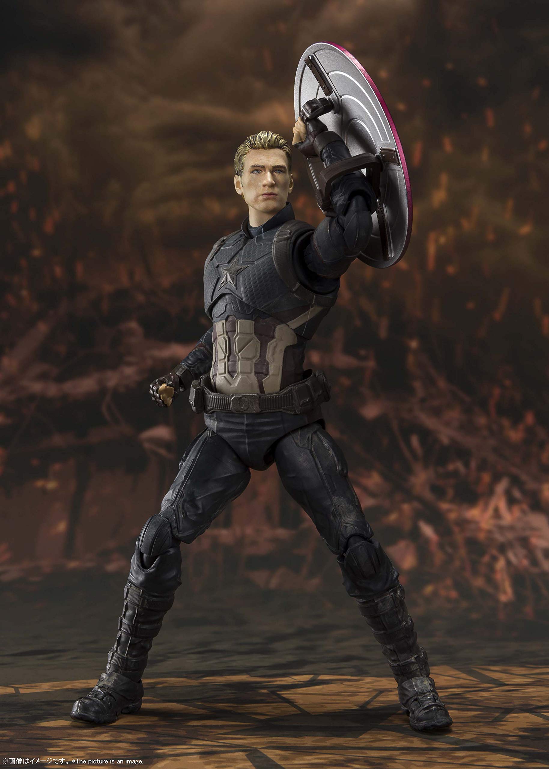 TAMASHII NATIONS Avengers Endgame Captain America Final Battle Edition Action Figure - Bandai Spirits S.H. Figuarts Collectible Toy for Marvel Fans & Display