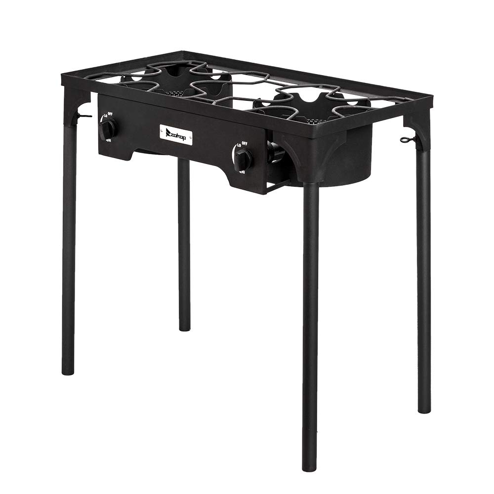 Portable Cast Iron Outdoor Camp Stove - High Pressure 150,000 BTU Propane Gas Burner for Cooking, BBQ, Home Brewing & Sauce Making - Perfect for Backyard, Camping & Tailgating
