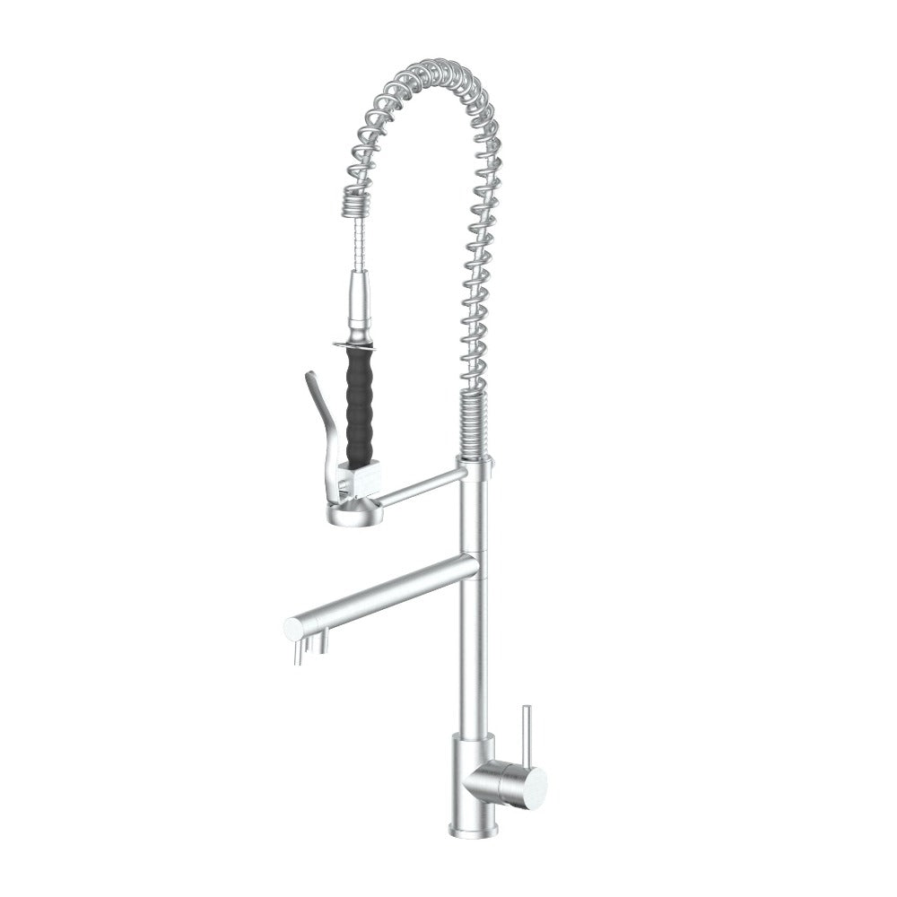 ZLINE Van Gogh Pull Down Spring Kitchen Faucet with Pot Filler in Brushed Nickel - High Arc Commercial Style Faucet for Modern Kitchens, Perfect for Cooking, Washing Dishes & Filling Pots (VNG KF BN)