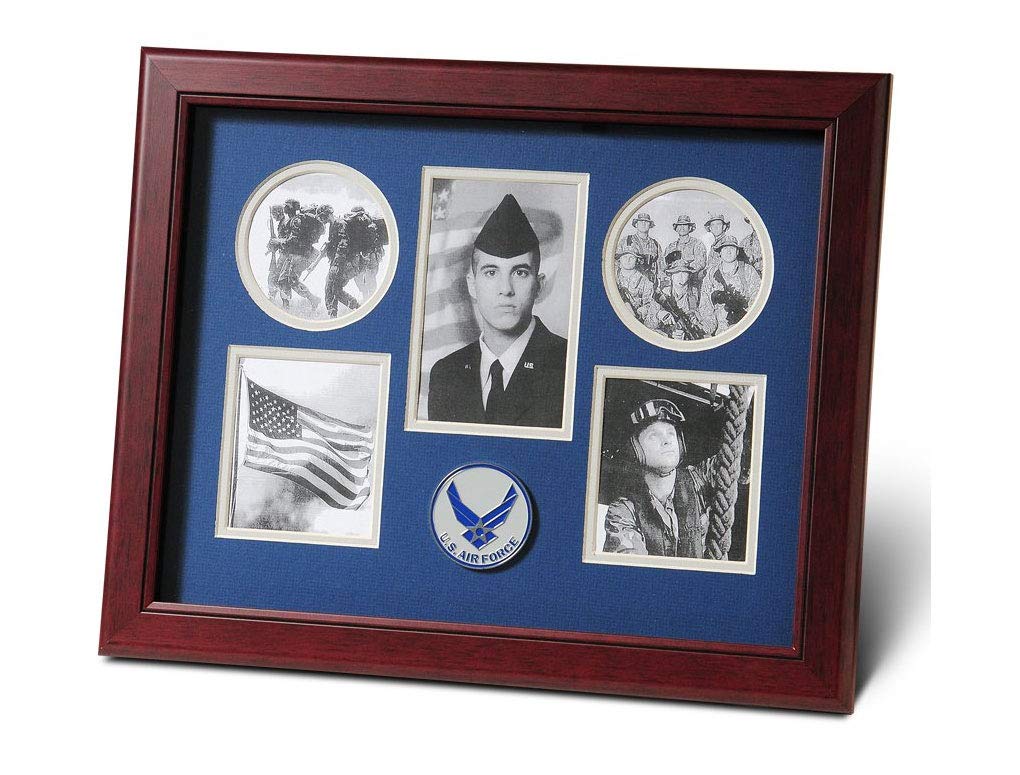 Premium Aim High Air Force Medallion 5-Photo Collage Frame - Military Display for Home, Office & Gifts | Patriotic Decor for Veterans & Service Members