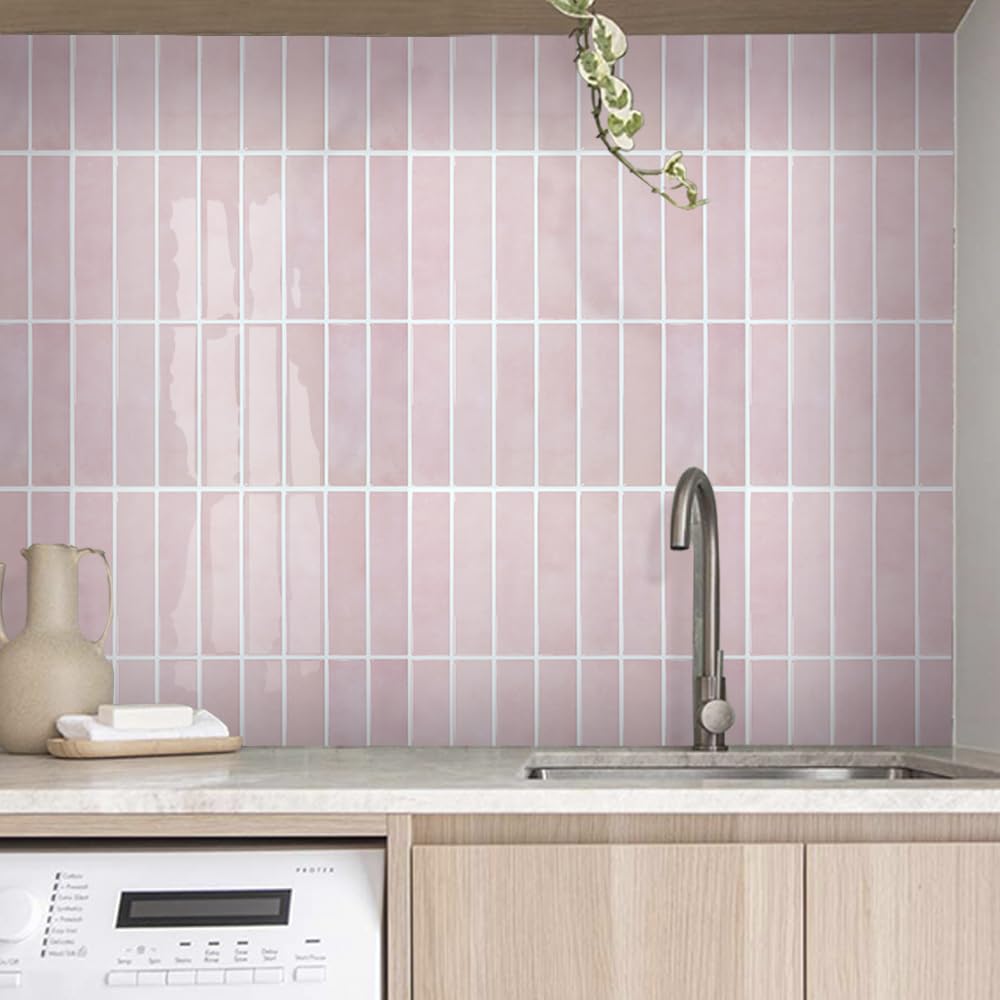 Commomy Pink Peel and Stick Tile - 10 Pack 12