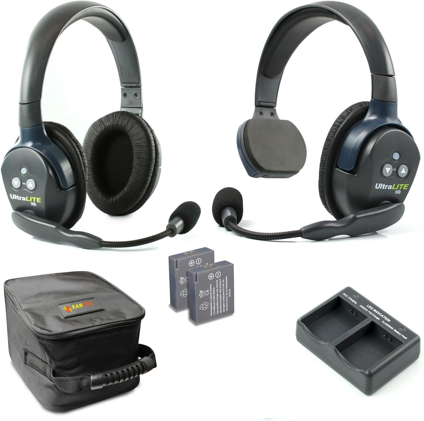 Eartec UL2SD Ultralite-HD Wireless Intercom Headset System - 2-Person Full Duplex Communication, Single/Dual Ear Headsets, 1000ft Range - Ideal for Construction, Security, and Outdoor Adventures - Made in USA