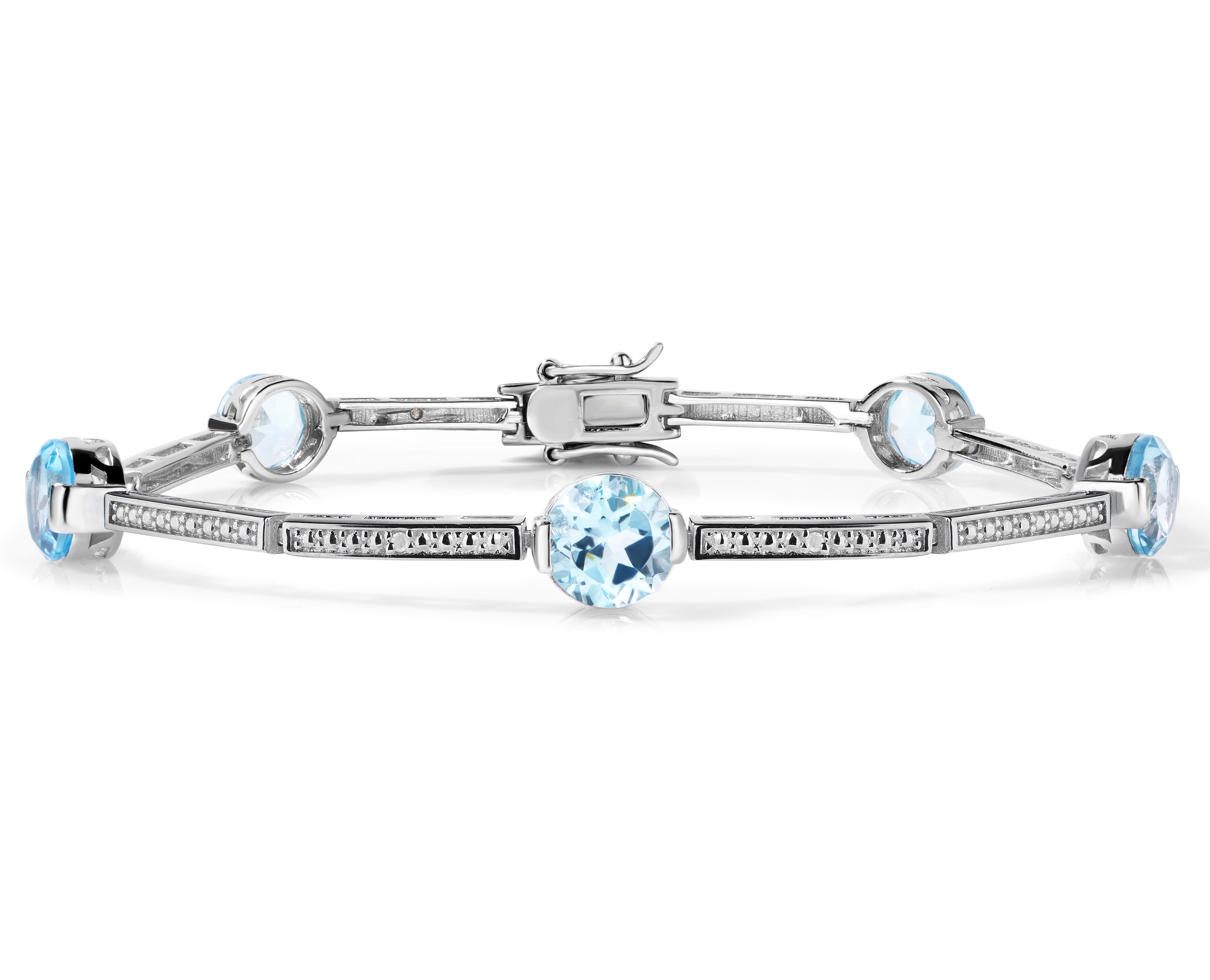 Exquisite Bezel Set Topaz & Diamond Bracelet for Women | Elegant Jewelry Gift for Anniversary, Birthday & Special Occasions