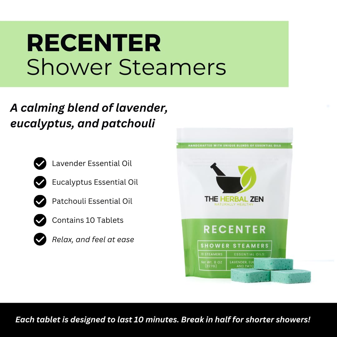 ReCenter Aromatherapy Shower Steamers with Lavender & Eucalyptus Essential Oils - Relaxing Bath Bombs for Stress Relief, Self Care Gifts for Women & Men - Perfect for Spa Nights, Mother's Day & Birthday Presents