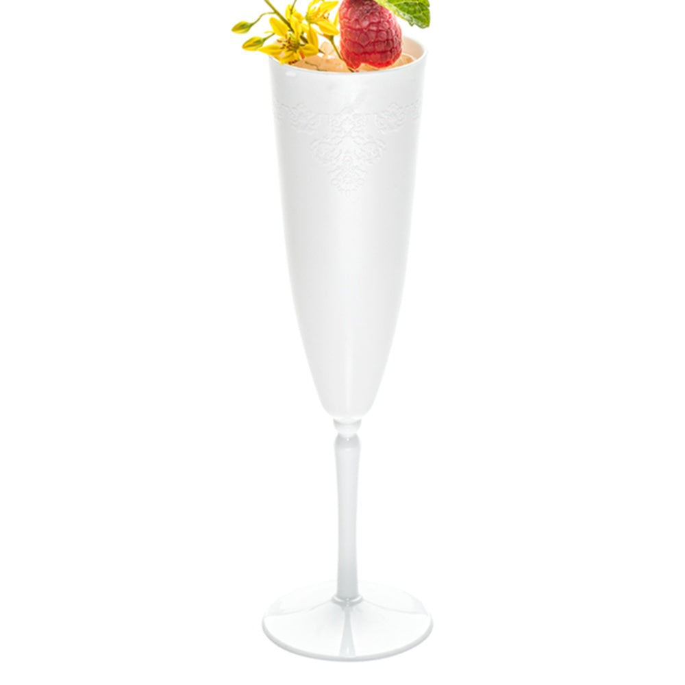 4 oz White Plastic Wedding Champagne Flutes - 20-Piece Set (7.5