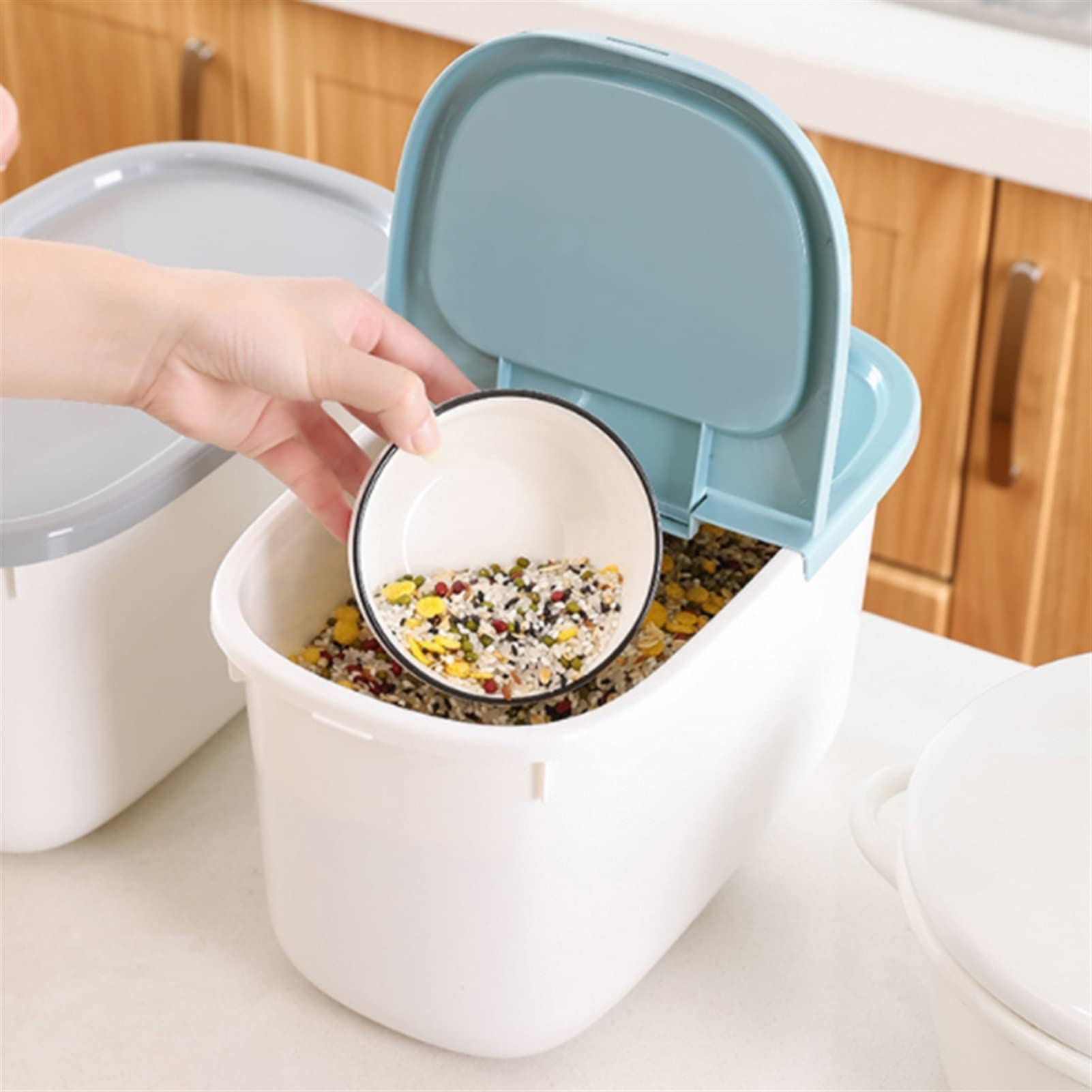 Airtight Rice Storage Container - 5L/10L Sealed Food Container for Flour, Grains & Dry Goods - BPA-Free Plastic Kitchen Storage Bin with Locking Lid (Gray) - Perfect for Pantry, Kitchen & Bulk Food Organization