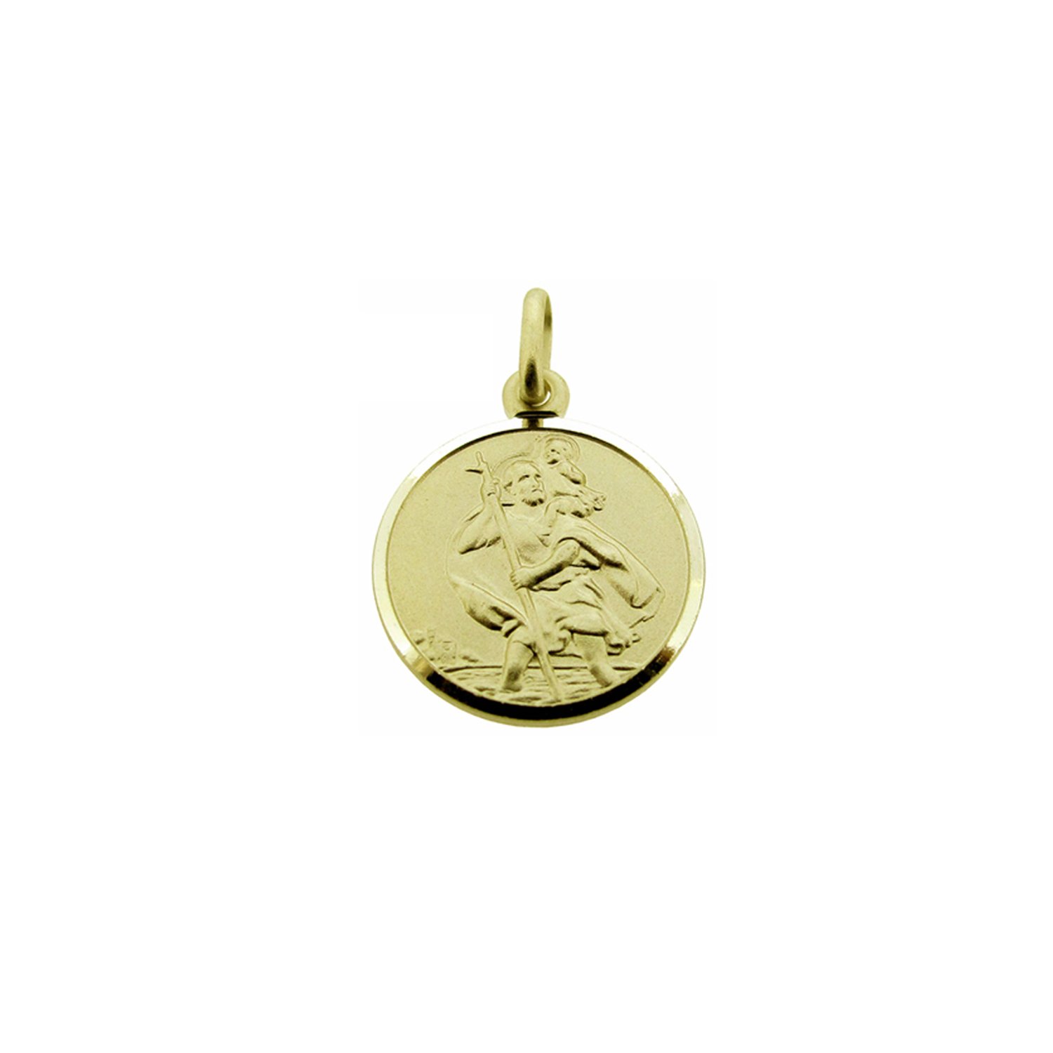 Personalized 9ct Yellow Gold 8mm Round St Christopher Pendant for Boys - Optional Chain Included - Perfect Gift for Baptism, First Communion & Birthdays