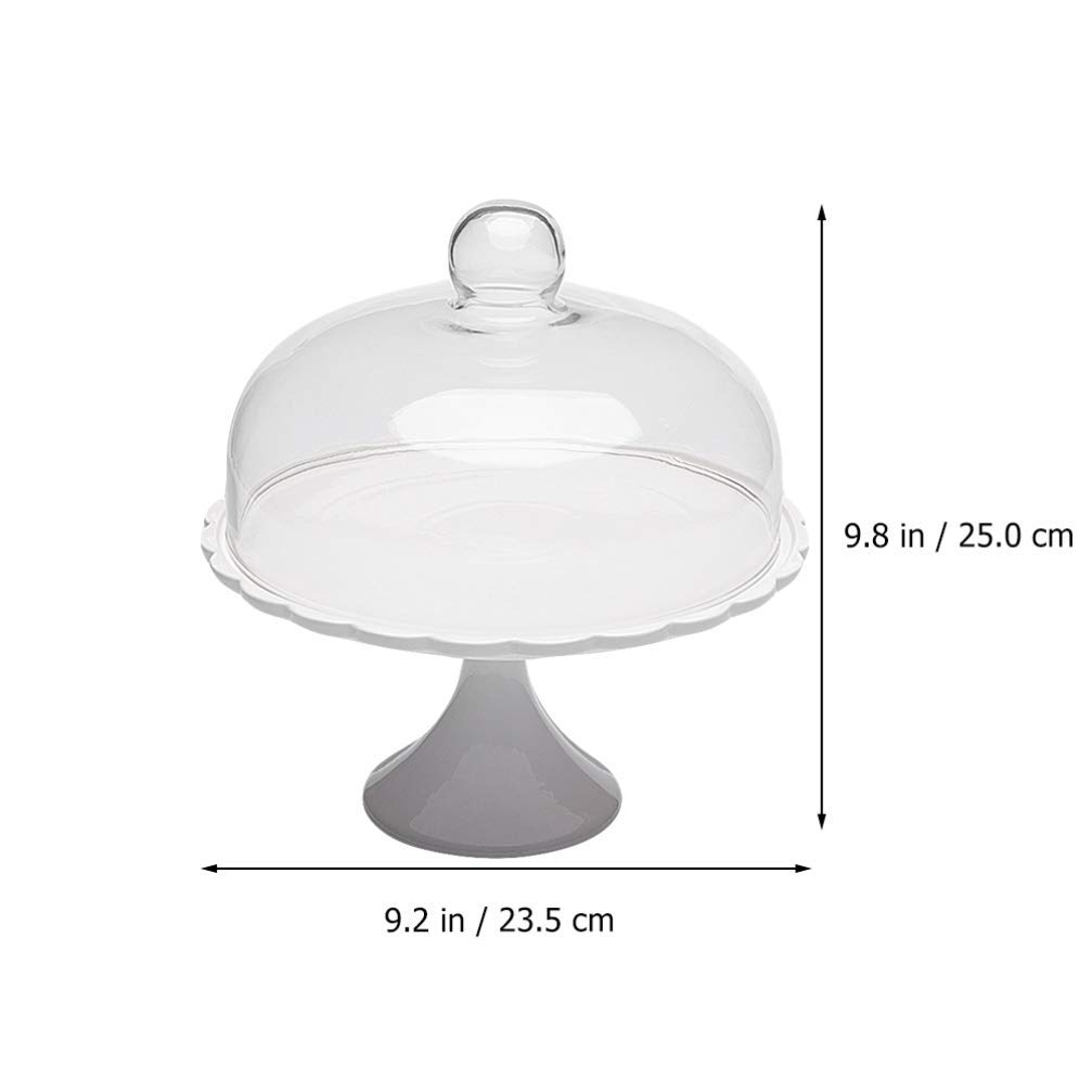 White Porcelain Cake Stand with Glass Dome - 25x23.5x23.5cm Decorative Dessert Display for Weddings, Birthdays & Parties | Elegant Cupcake, Pastry & Candy Serving Plate for Home Baking & Special Events