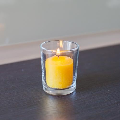 144-Pack Richland Unscented Yellow Votive Candles with 144 Clear Glass Eastland Votive Holders - Perfect for Weddings, Parties, Restaurants & Home Decor