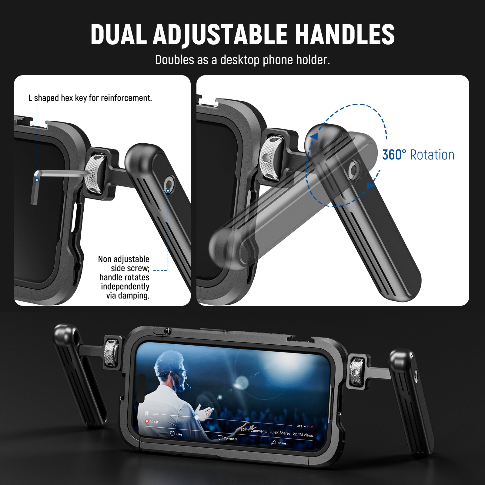 NEEWER PA023K+UA051 Smartphone Video Rig Kit for iPhone 15 Pro/Pro Max - Professional Stabilizer for Vlogging, Filmmaking & Live Streaming