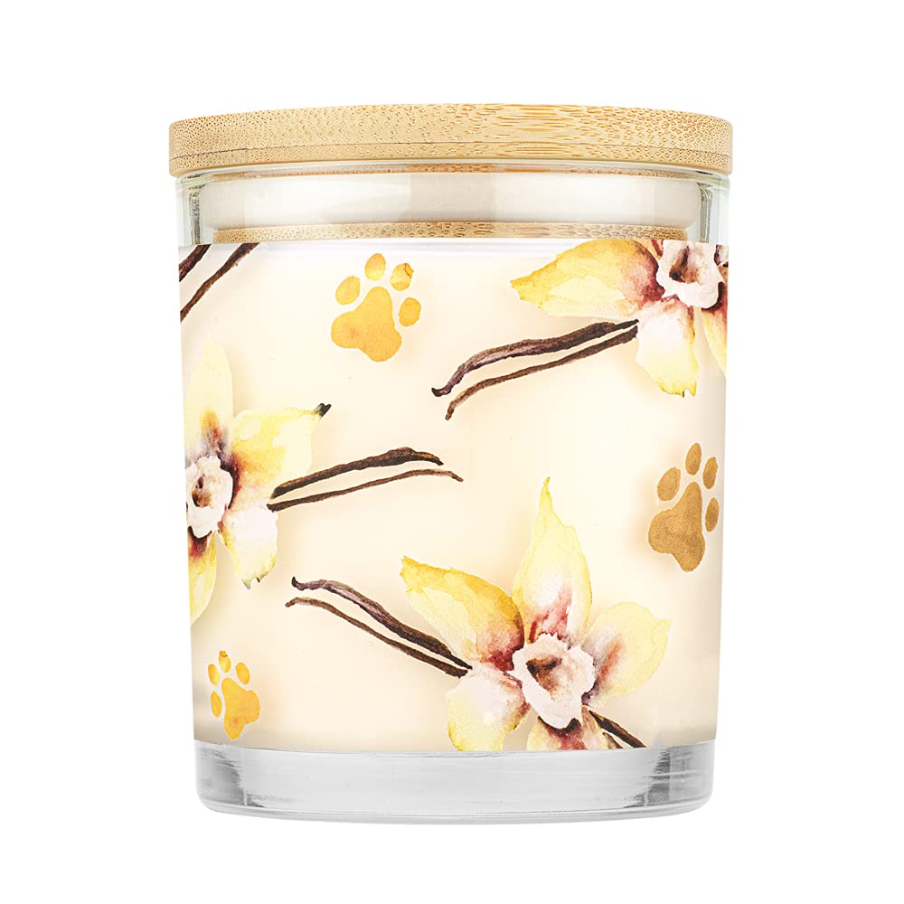 One Fur All Pet House Soy Candle - Clean Burning Vanilla Crème Brulee Scented Candle for Home | Long Lasting Pet Odor Eliminator | Perfect for Living Rooms, Bedrooms & Pet Areas