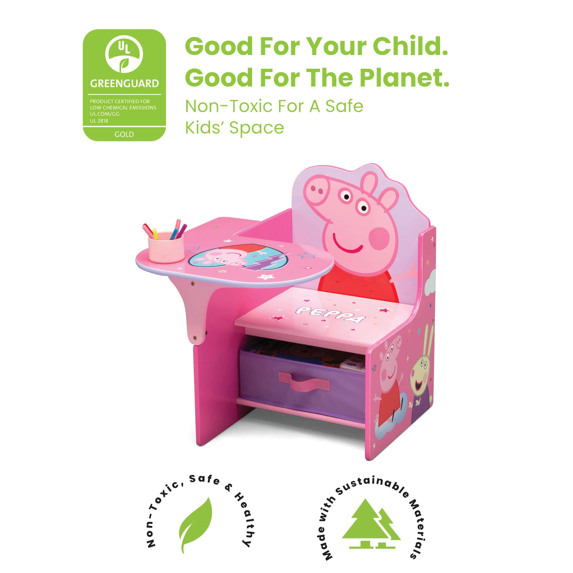 Delta Kids Chair Desk with Storage Bin - Perfect for Arts & Crafts, Snack Time, Homeschooling, Homework & Reading | Study Desk for Children's Room, Playroom & Classroom