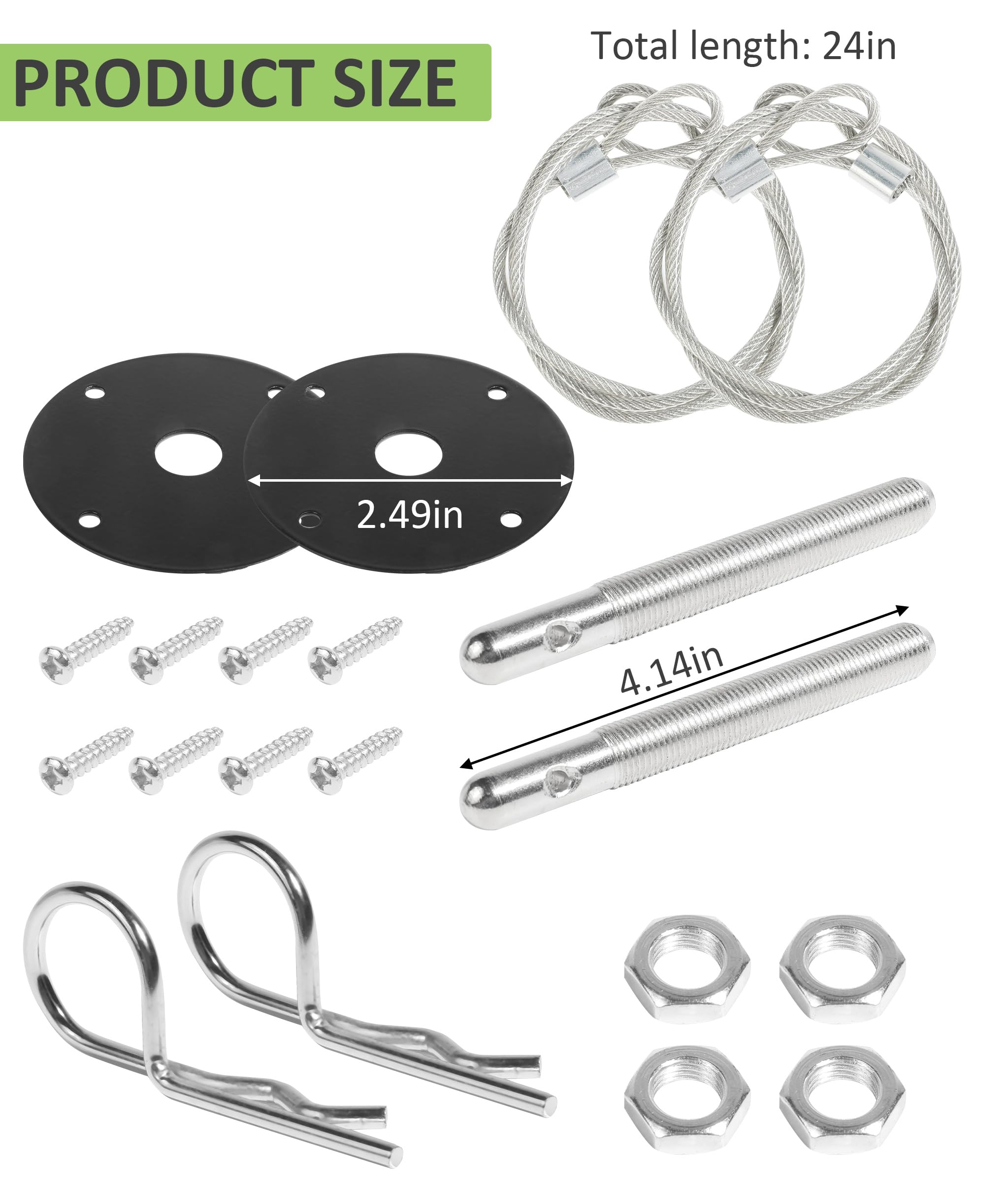 RACOONA Stainless Steel Hood Pin Kit - Universal Car Hood Lock Clip for Most Trucks & SUVs | Durable Engine Bonnet Security Accessory for Off-Road & Racing Scenes