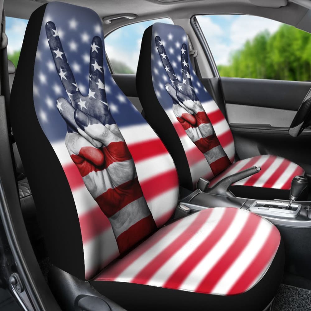 American Flag Peace Car Seat Covers 211802 - Durable Universal Fit for Cars, Trucks & SUVs - Patriotic Auto Accessories for Road Trips & Daily Commute