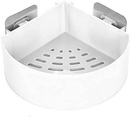 Triangle Corner Storage Organizer - Adhesive Shower Caddy Wall Mount Shelf for Bathroom & Kitchen - No Drilling Required - Space Saving Bathroom Shelves & Shower Organizer (1Pcs, White) - Perfect for Small Bathrooms, Showers & Kitchen Corners