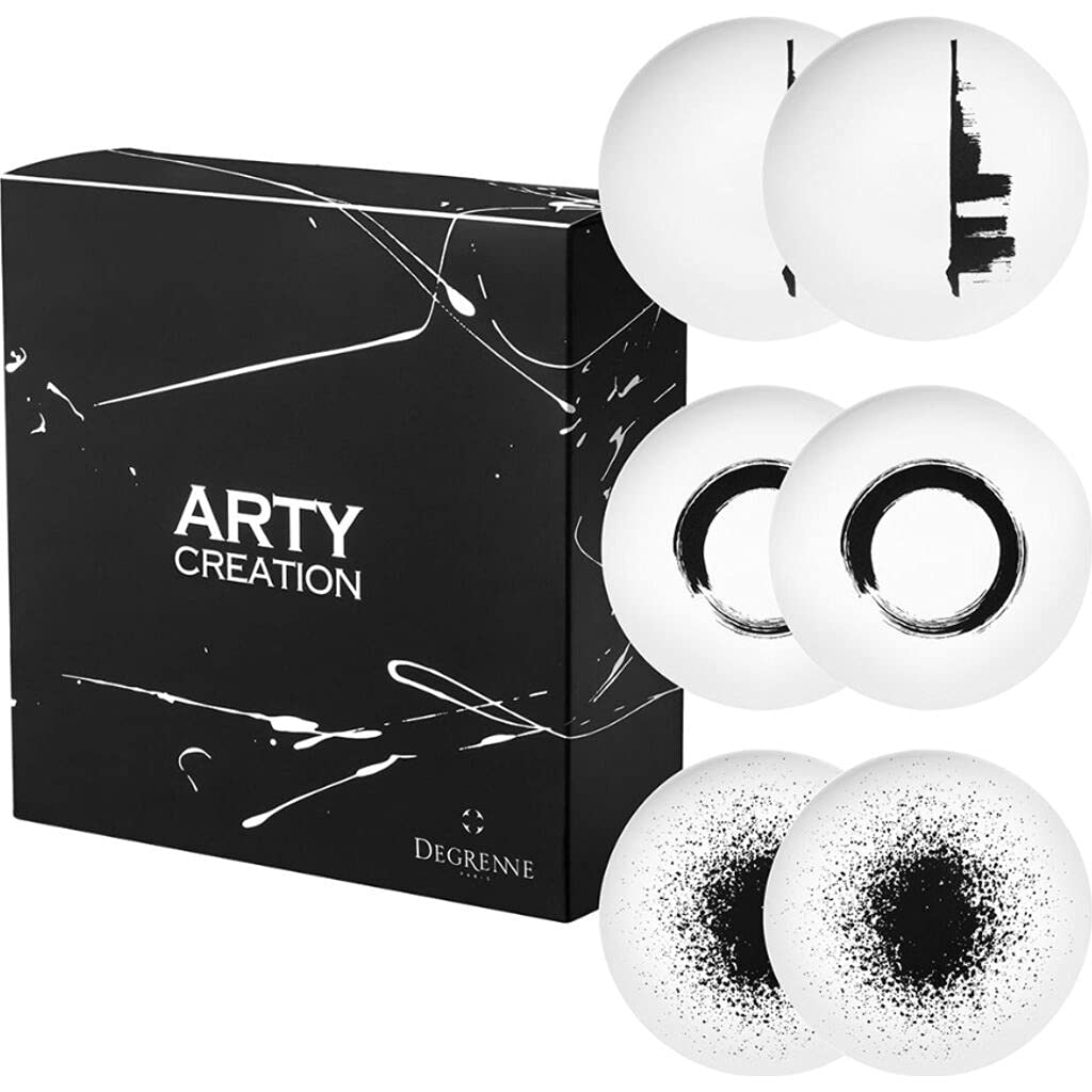 Luxury French Round Dinner Plates Set of 6 - 8 Inch White Porcelain Plates for Fine Dining, Wedding, and Elegant Home Decor