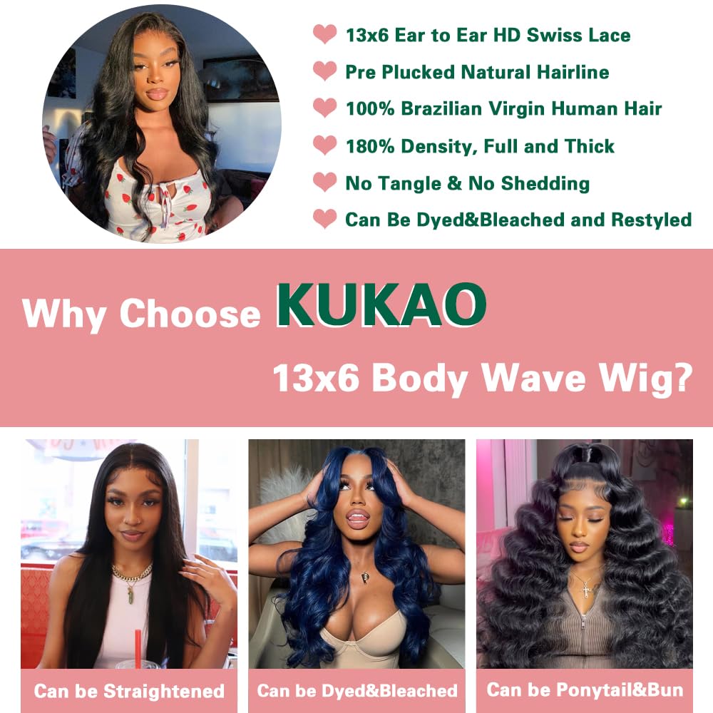 30 Inch Body Wave Lace Front Wigs Human Hair 13x6 HD Lace - Glueless Pre-Plucked with Baby Hair for Women - 180 Density Natural Looking Wig for Daily Wear, Parties & Special Occasions