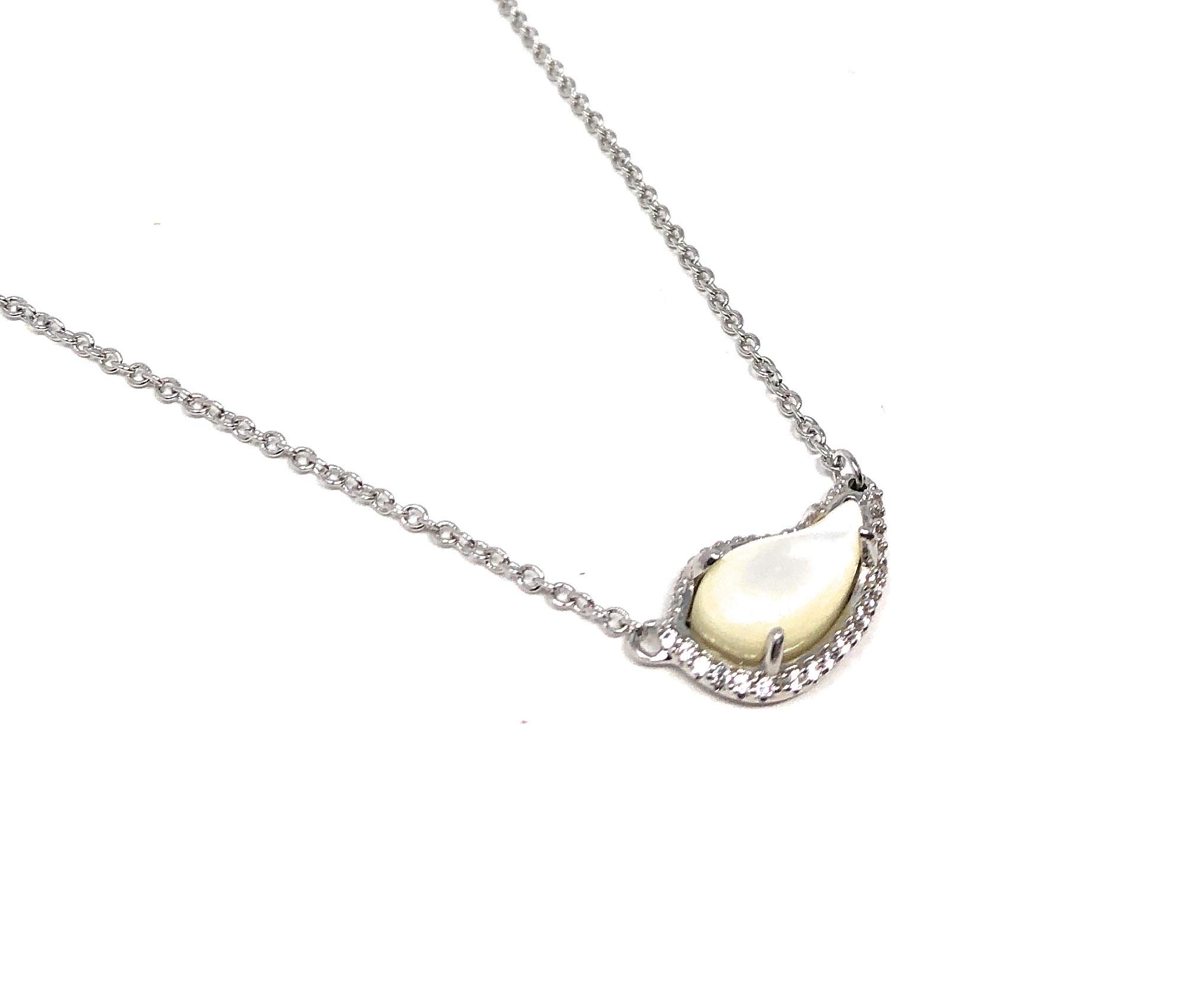 Kendra Scott Tansy Silver Plated Long Necklace with Mother of Pearl Pendant - Elegant Layered Jewelry for Women, Perfect for Office, Party & Special Occasions