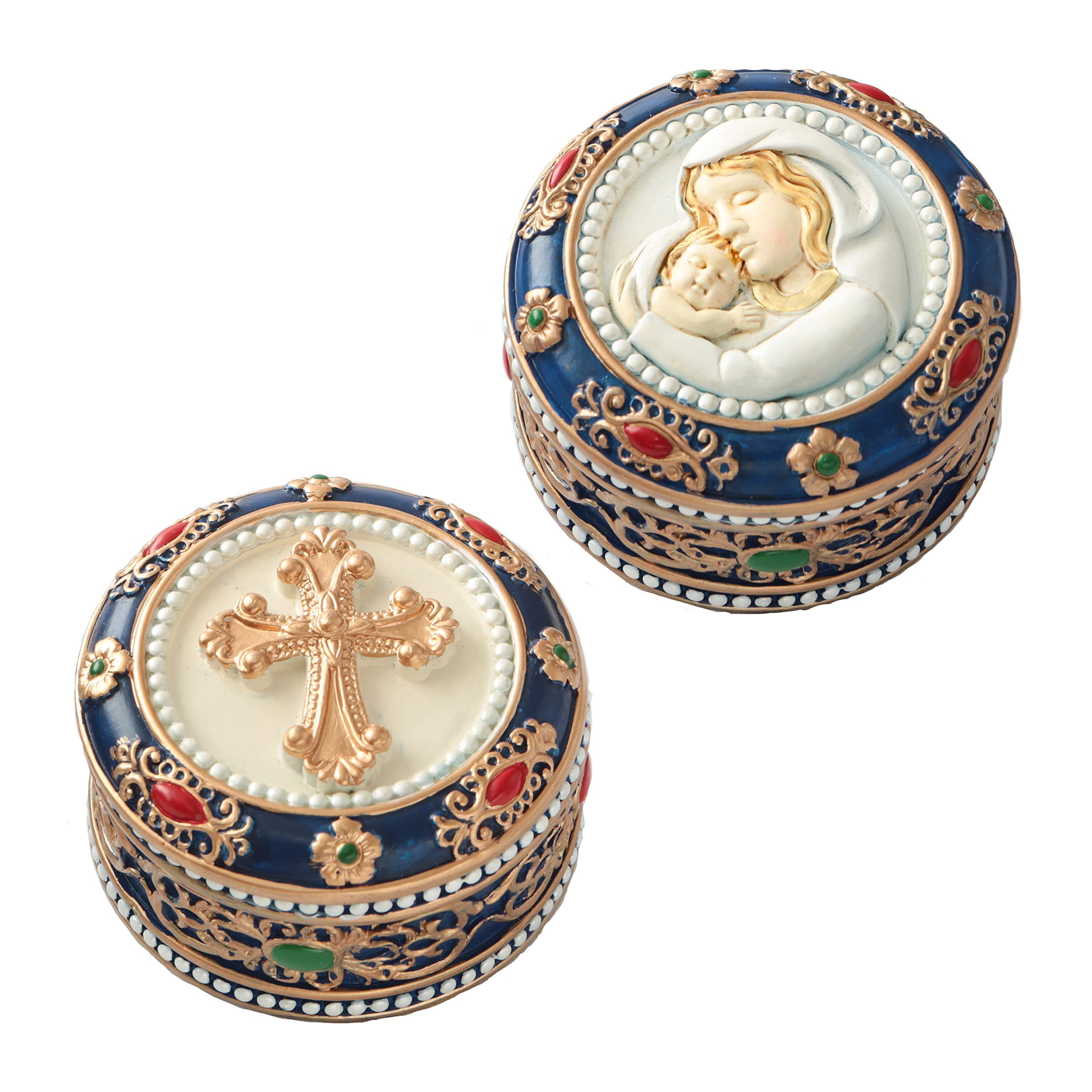 Fashioncraft Rosary Box Set of 2 - Cross & Madonna and Child 2.75