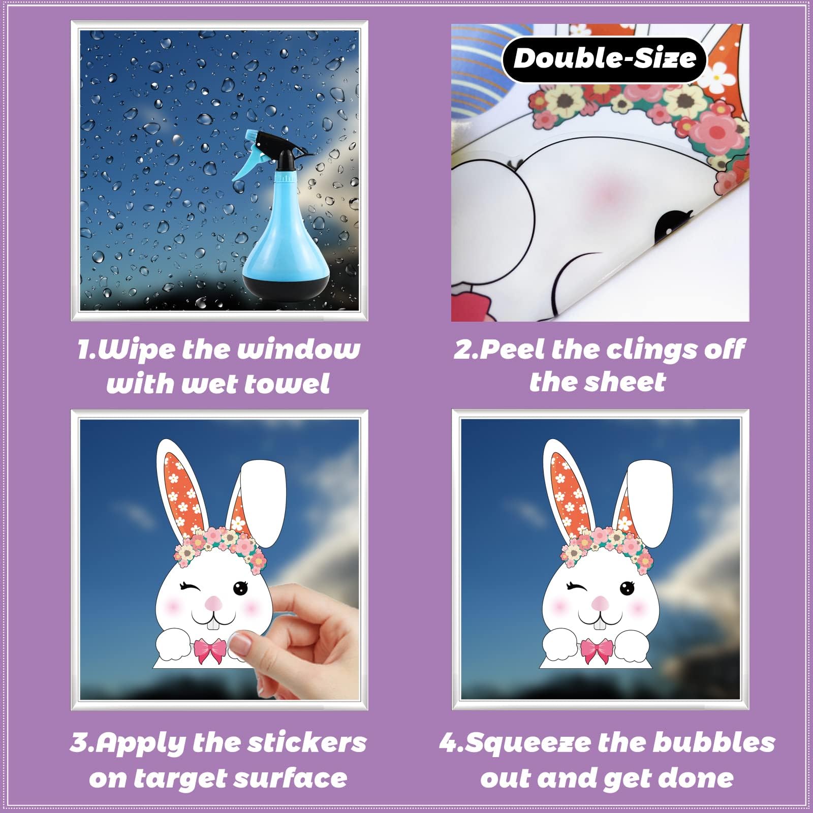 Easter Window Clings Decorations - 9 Sheets Bunny & Eggs Stickers for Home, Office, Classroom - Easter Door & Window Decals - Spring Holiday Party Decor (FHJ24003) - Perfect for Easter Egg Hunts, Classroom Activities & Home Decorating