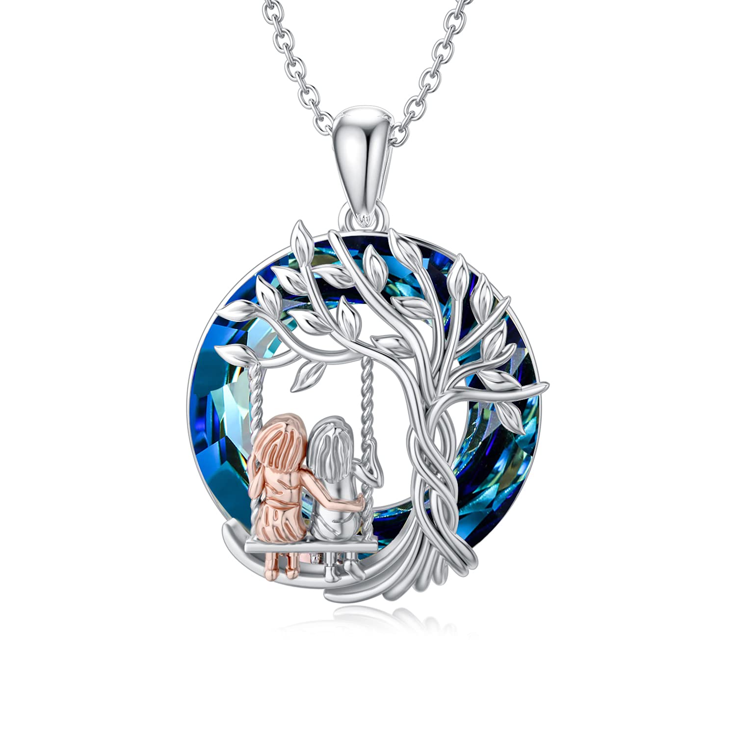 TOUPOP 925 Sterling Silver Tree of Life Necklace for Sisters - 2/3/4 Sisters Crystal Jewelry, Birthday & Mother's Day Gifts for Women, Daughters & Friends | Perfect for Sister Bonding, Family Reunions & Special Occasions