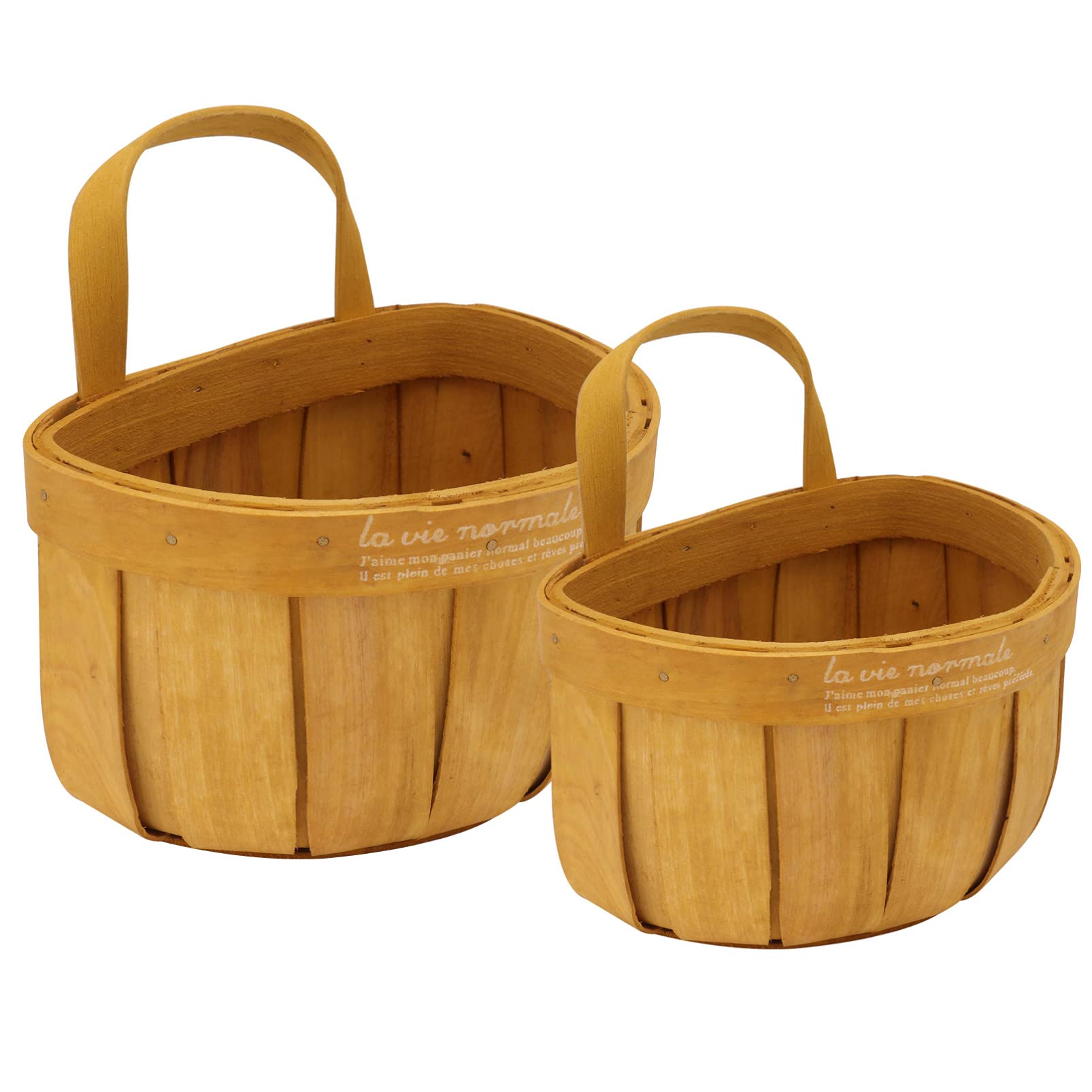 PRETYZOOM 2-Pack Wooden Wall Hanging Plant Baskets - Decorative Storage Containers for Indoor Plants, Flowers & Home Organization | Perfect for Living Room, Bedroom, Kitchen & Bathroom Decor