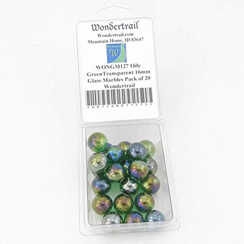 20-Pack 16mm Transparent Green Glass Marbles for Home Decor, Aquariums, Vases & DIY Crafts – Oily Finish by Wondertrail