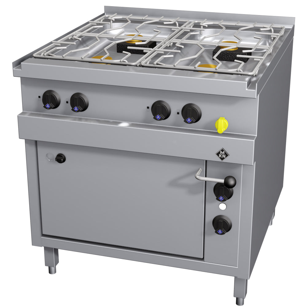 4-Burner Gas Range with Electric Oven - 2/1 GN Size - Perfect for Home Kitchens & Commercial Use