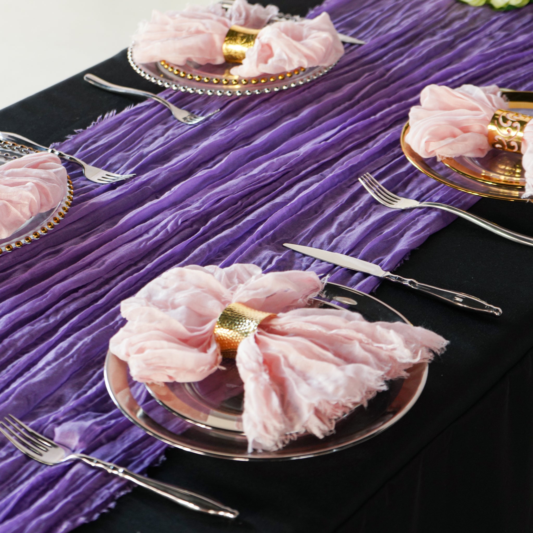 Premium Cheesecloth Table Runner 16FT x 25 - Victorian Lilac & Wisteria - Elegant Dining Decor for Weddings, Parties & Boho Home Decor