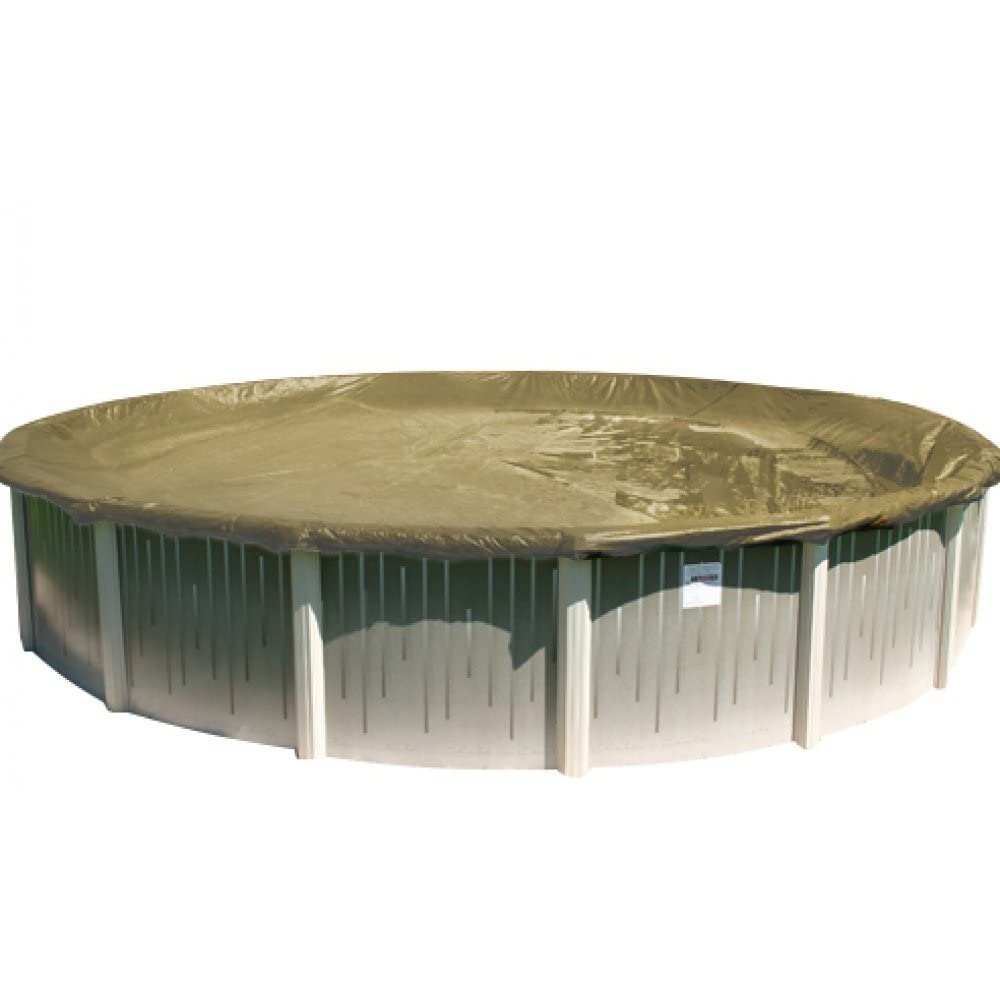 24-Foot Round HPI ArmorKote Winter Pool Cover - Heavy Duty Tan/Blue with 4-Foot Overlap for Above Ground Swimming Pools | All-Season Protection Against Debris, Leaves & Snow | Perfect for Winterizing & Extending Pool Life