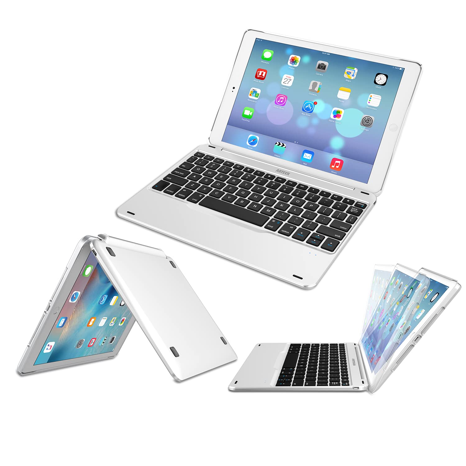 Arteck Ultra-Thin Bluetooth Keyboard Case for iPad 9.7-inch (iPad 6th/5th Gen & iPad Air 1) - Full Protection Folio with 130° Swivel Stand | Perfect for Work, Study & Travel