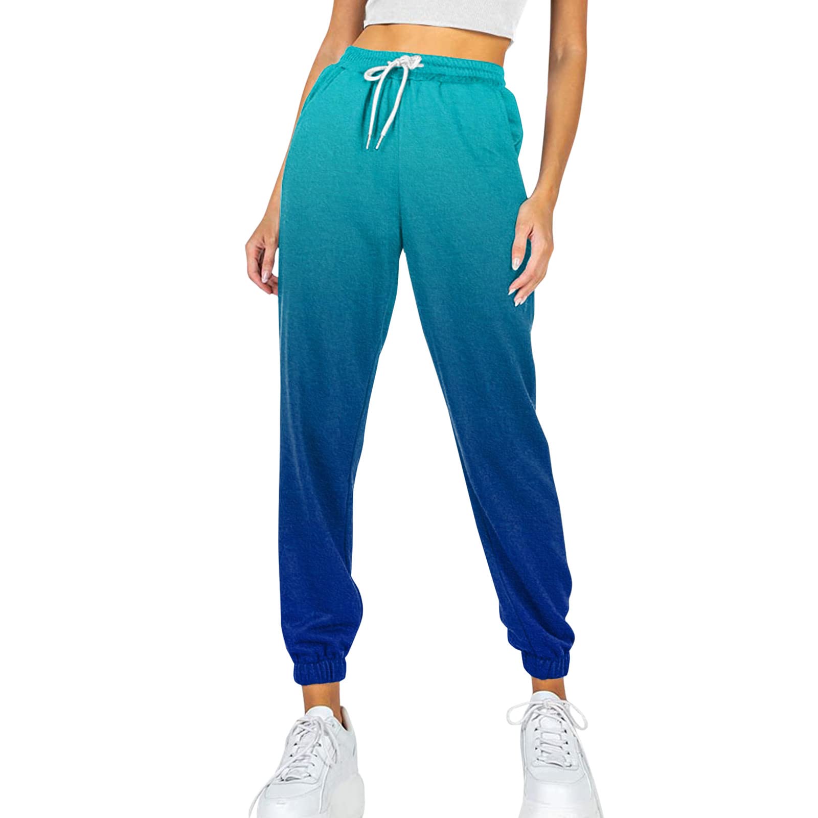 Women's Drawstring Sweatpants with Pockets - Butterfly Print Sports Joggers, Elastic Waist Comfort Pants for Yoga, Running & Lounge - Plus Size Available