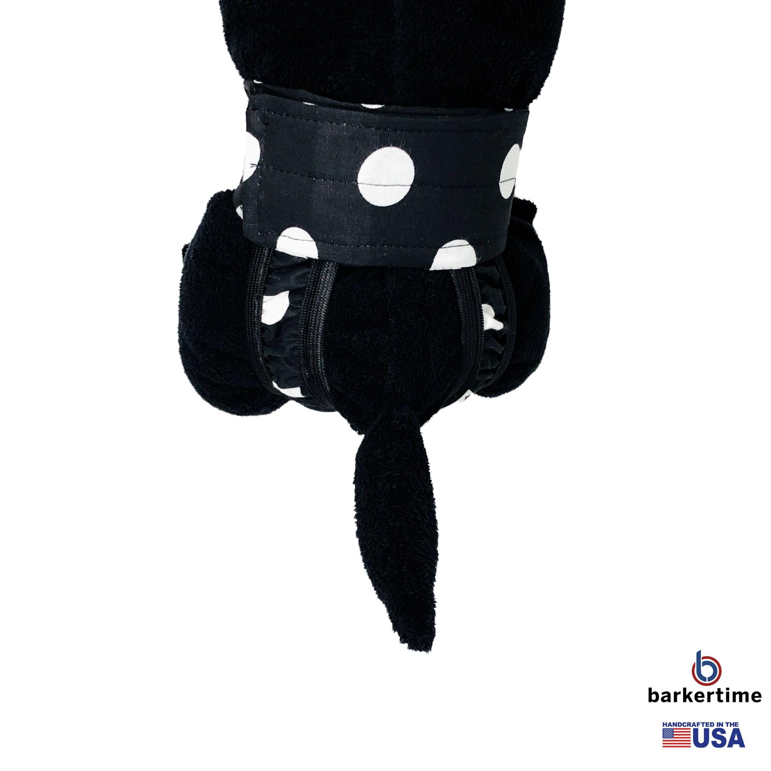 Premium USA-Made Cat Diaper Stud Pants - Black with White Polka Dots, Pull-Up Design for Spraying, Piddling & Incontinent Cats - Comfortable & Absorbent for Outdoor/Indoor Use - Perfect for Travel, Post-Surgery Care & Senior Cats