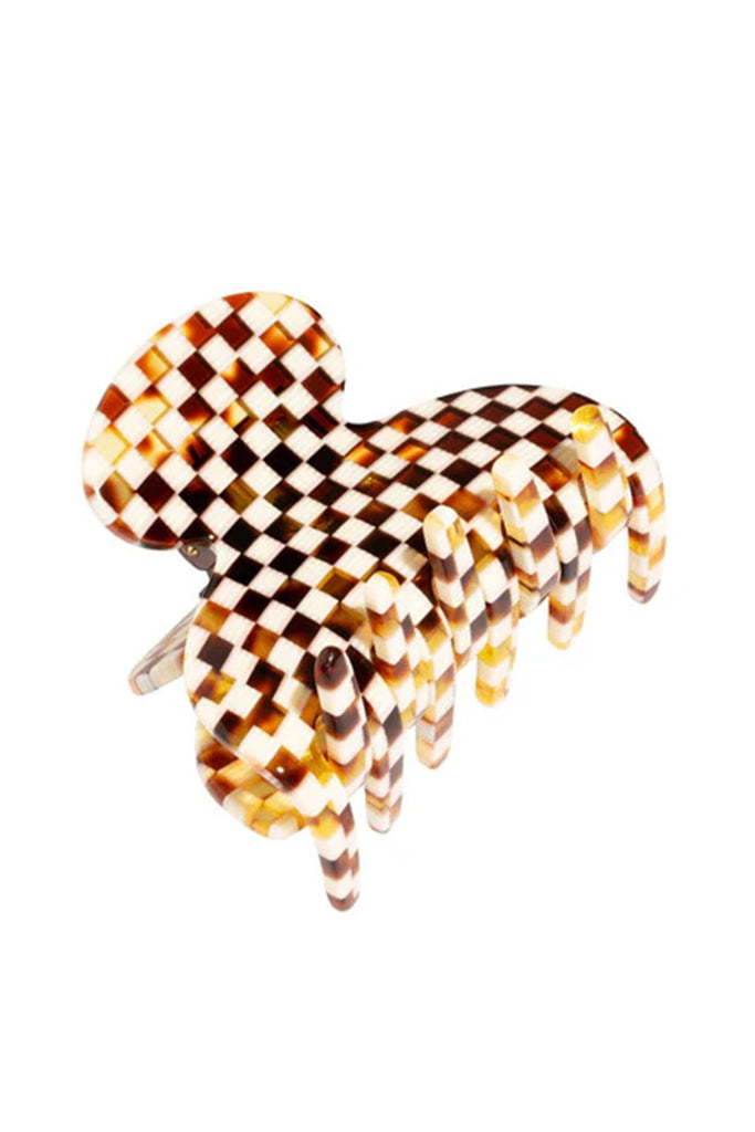 France Luxe Small Couture Classic Clip Damier - Elegant Hair Accessory for Women, Perfect for Weddings, Parties & Special Occasions