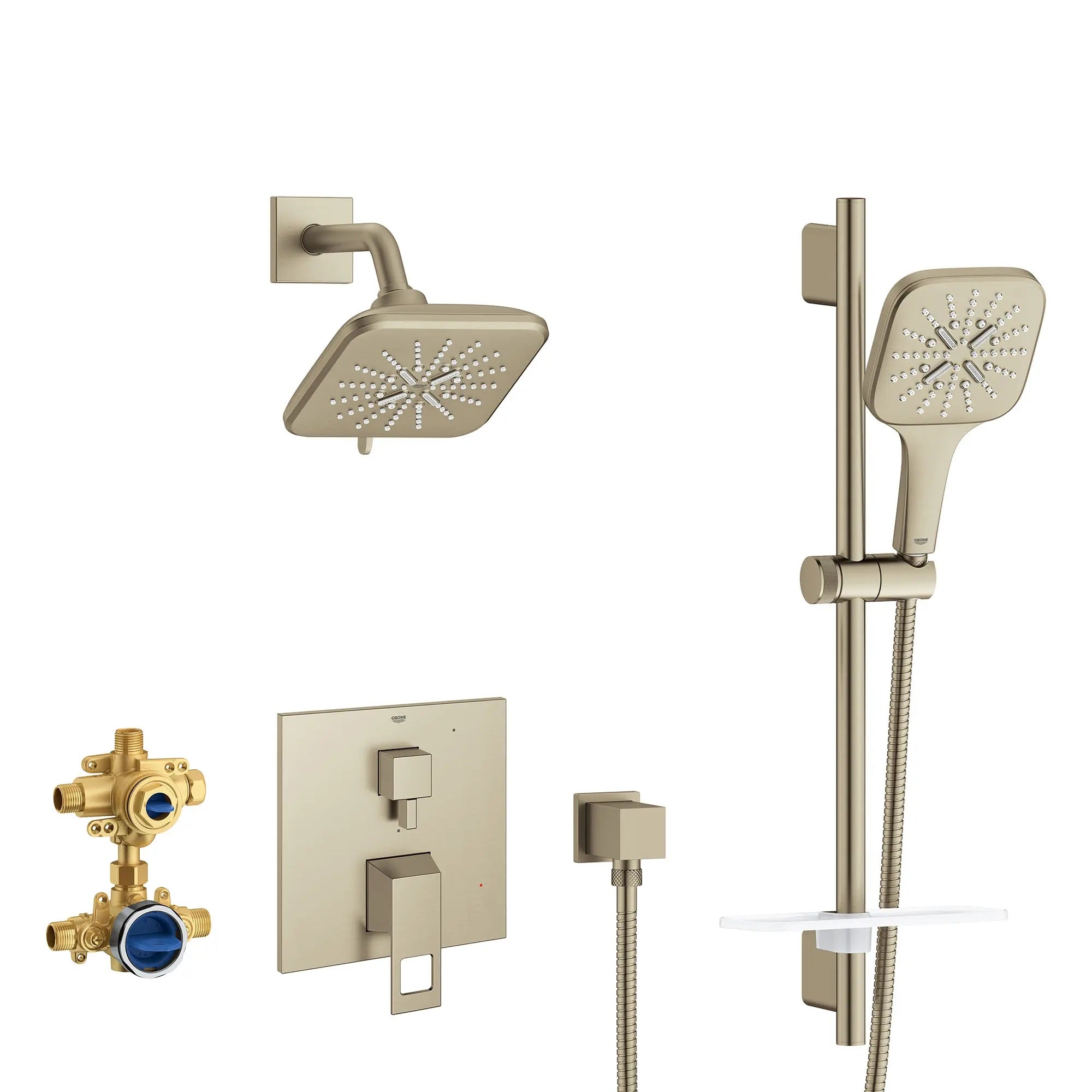 GROHE Eurocube Pressure Balance Shower Set - Modern Thermostatic Mixer for Bathroom & Spa Experience | Perfect for Home Renovation & Luxury Shower Upgrades