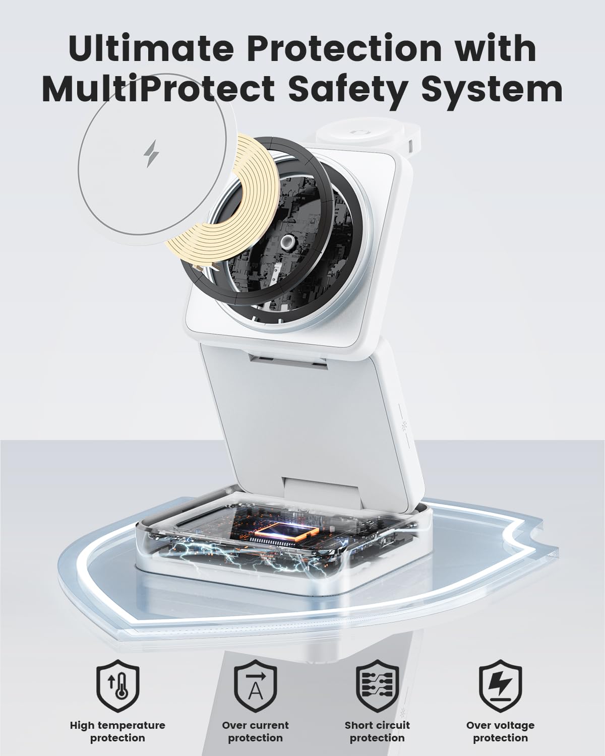 3-in-1 Magnetic Wireless Charging Station - 15W Fast Wireless Charger for iPhone 16/15/14/13/12 Series, Apple Watch & AirPods - Foldable Travel Stand with MagSafe Compatibility | Perfect for Nightstand, Office Desk & Travel Accessories