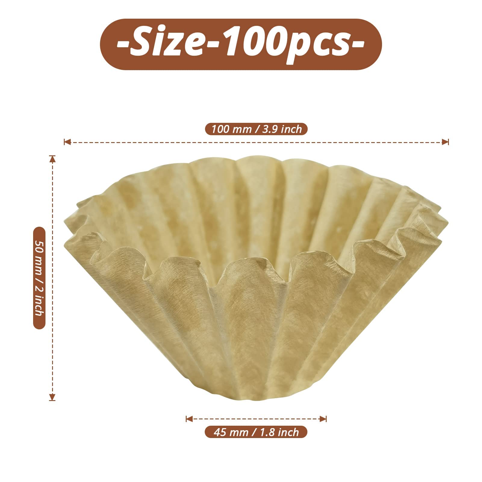 100 Pcs Unbleached Coffee Filters 1-4 Cup for Home & Office Brewing