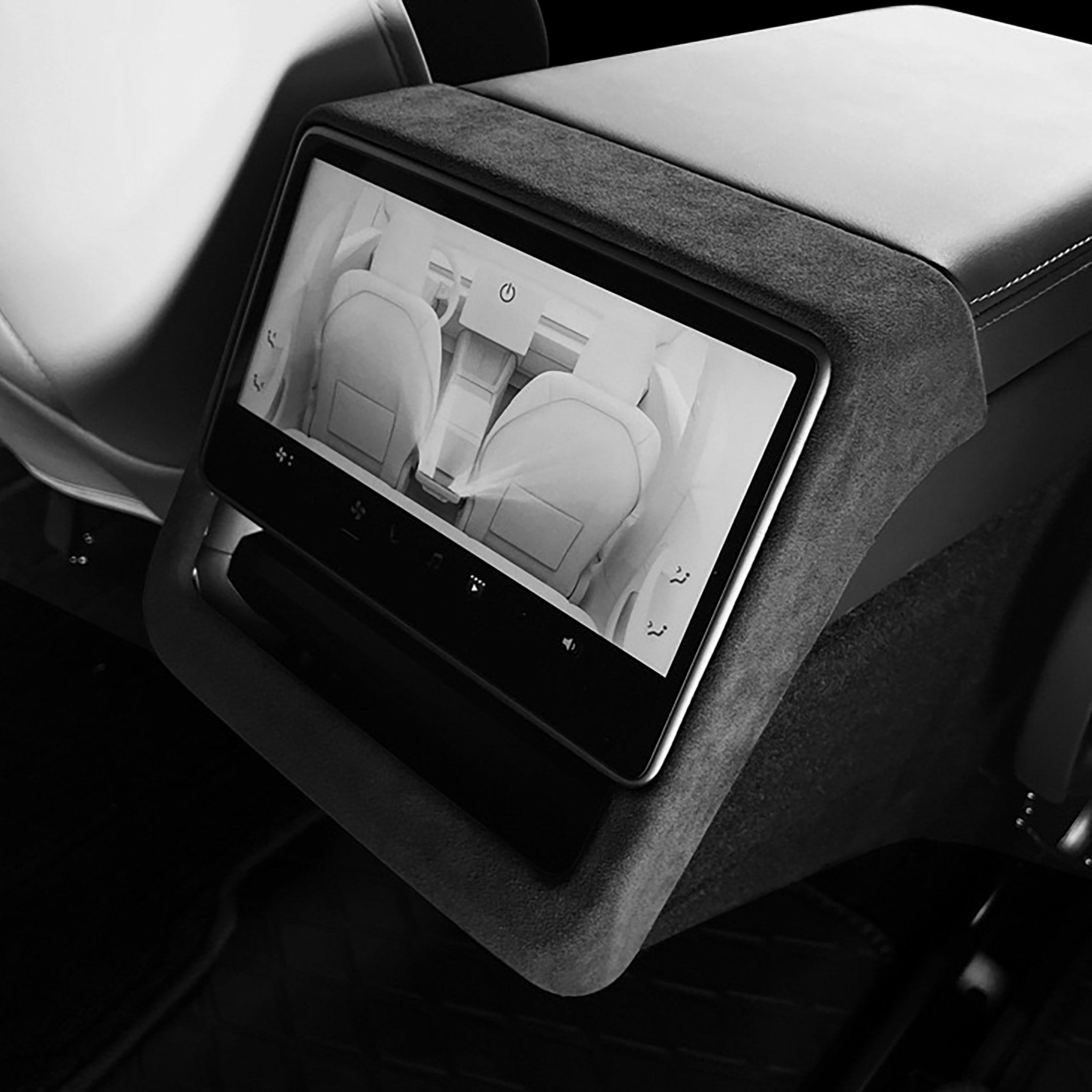 Tesla Alcantara Rear Screen Trim Cover for 2024+ Model 3 Highland & 2025+ Model Y Juniper - Premium Interior Protection for Enhanced Driving Comfort