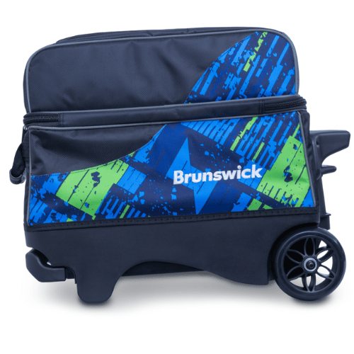 Brunswick Punisher Double Roller Bowling Bag - Blue/Green - Durable & Spacious for Tournaments & League Play - Perfect for Travel & Storage