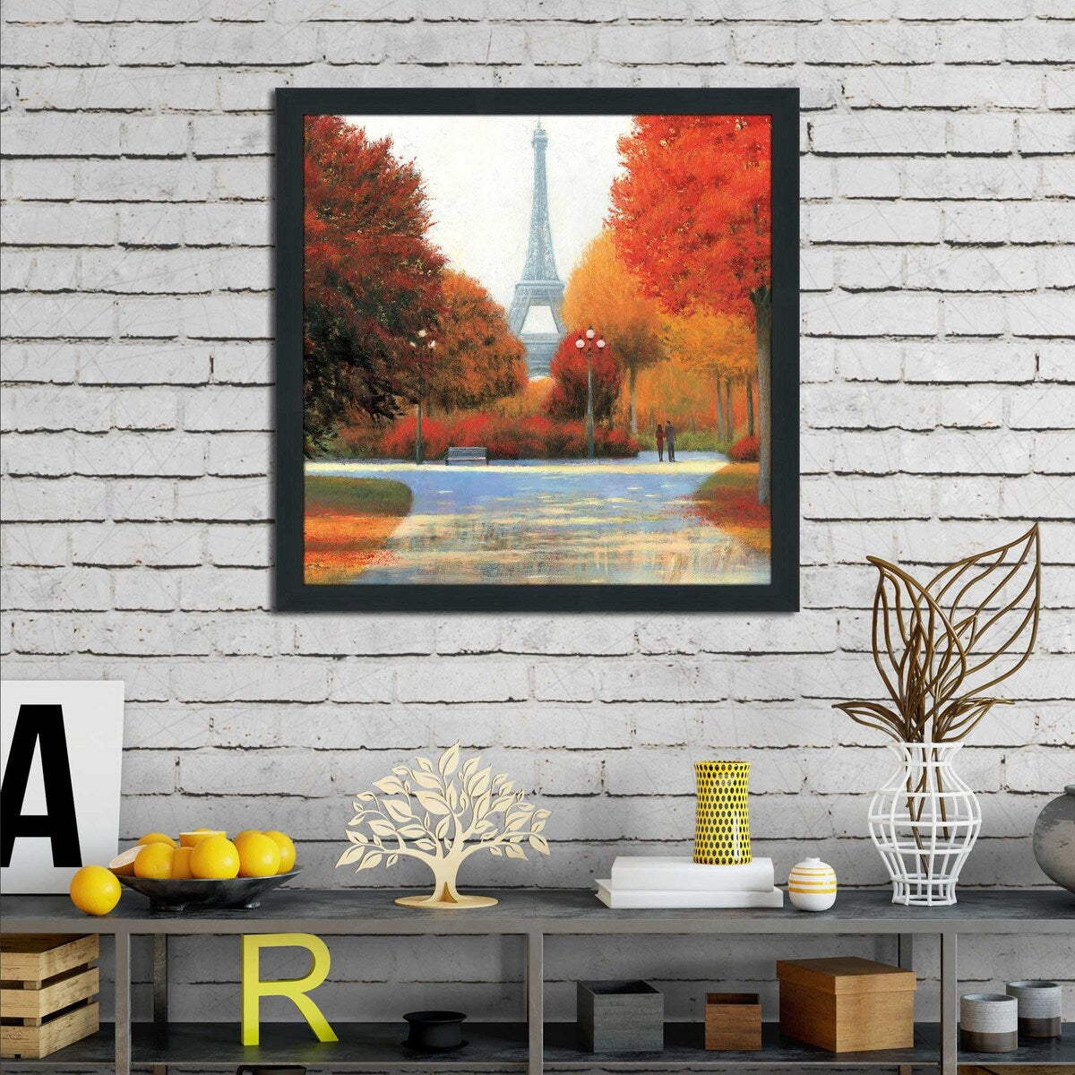 Autumn in Paris Couple Print Acrylic Wall Art - Romantic Home Decor for Living Room, Bedroom & Office