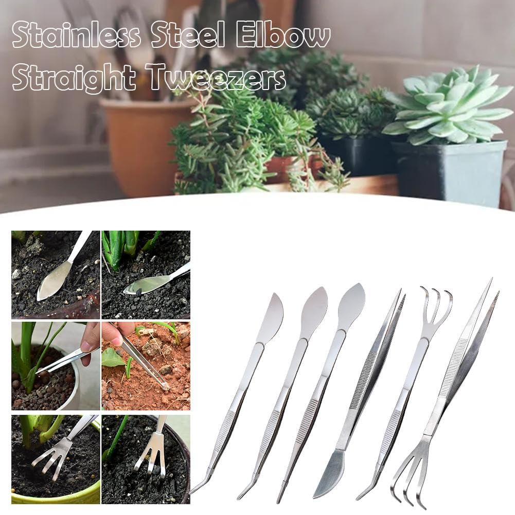 Bonsai Tweezers 2-in-1 Root Rake & Scraper - Mini Gardening Tools for Aquascaping & Plant Care