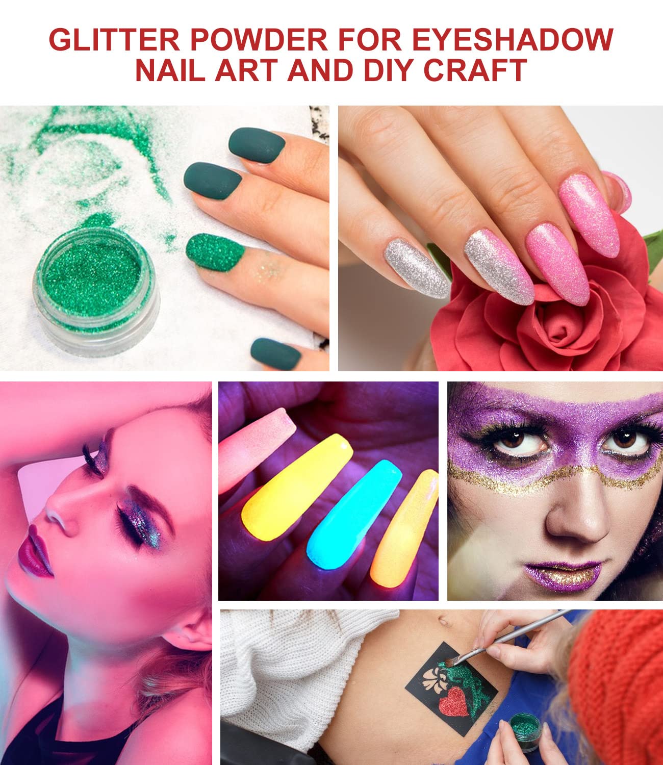 Glitter Tattoo Kit for Kids - 30 Body Glitters, 3 Glitter Glues, 5 Tattoo Stencils, 5 Makeup Brushes, 6 Fluorescent Powders, Butterfly & Rhinestone Stickers | DIY Face & Body Art for Parties, Halloween & Cosplay