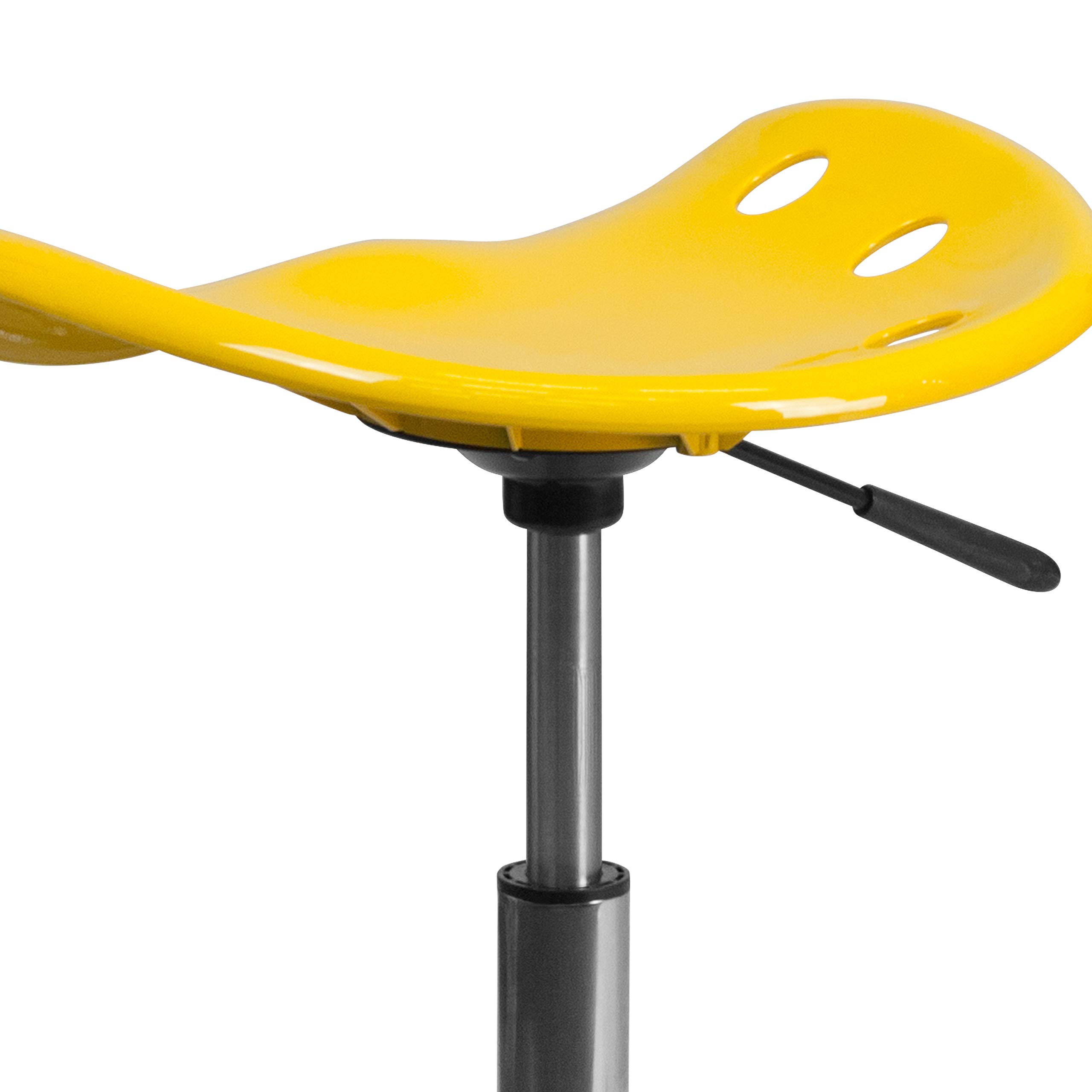 Flash Furniture Taylor Vibrant Yellow Tractor Seat and Chrome Stool - Bar Stool with Backrest for Kitchen Counter, Diner, Pub & Home Decor