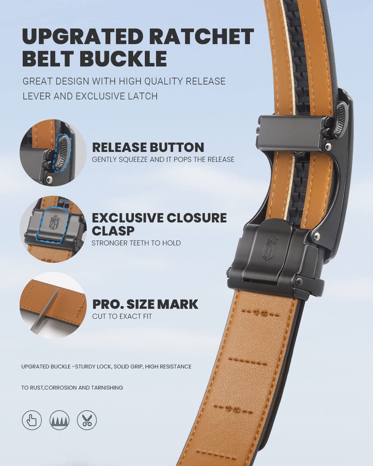 Premium Men's Ratchet Dress Belt - 1 3/8