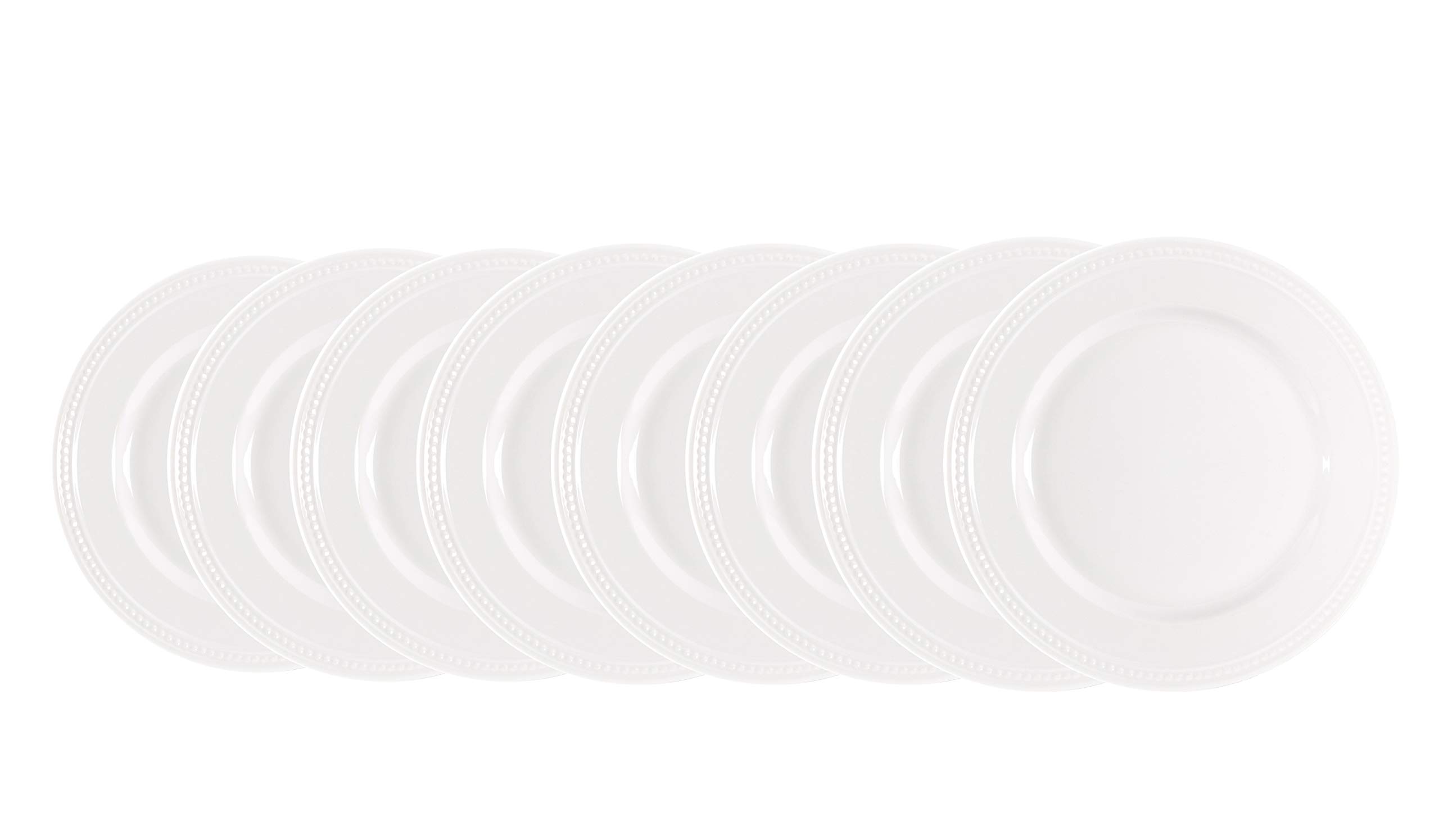 Pearl Dots Stoneware Dinnerware Set - 56 Piece White Porcelain Dinnerware Set for Family & Guests | Elegant Tableware for Everyday Use, Dinner Parties & Special Occasions