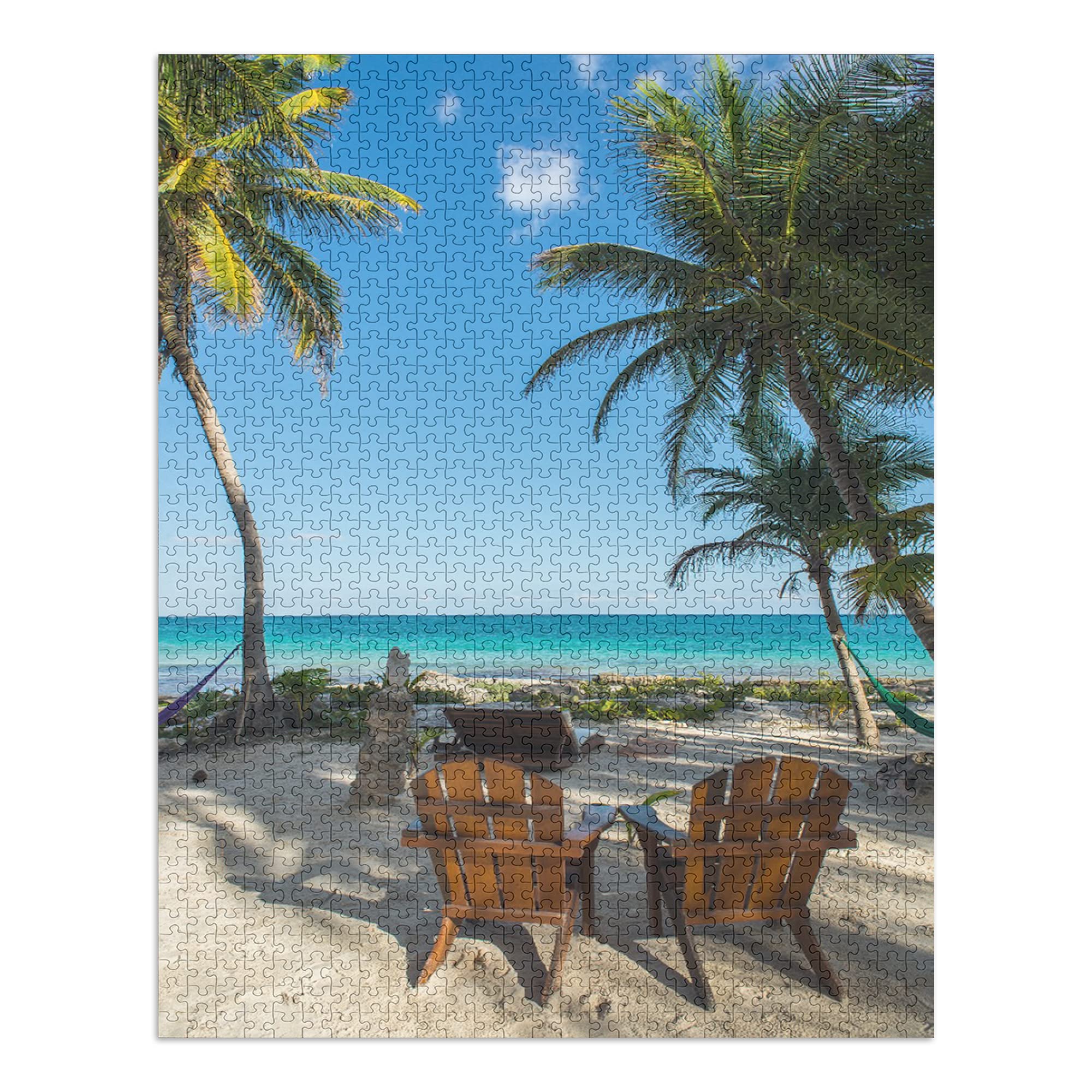 1000 Piece Beach Chairs and Palms Jigsaw Puzzle for Adults - 19x27 Inch Challenging Puzzle Game, Family Board Games Night, Made in USA - Perfect for Relaxation, Stress Relief & Home Decor