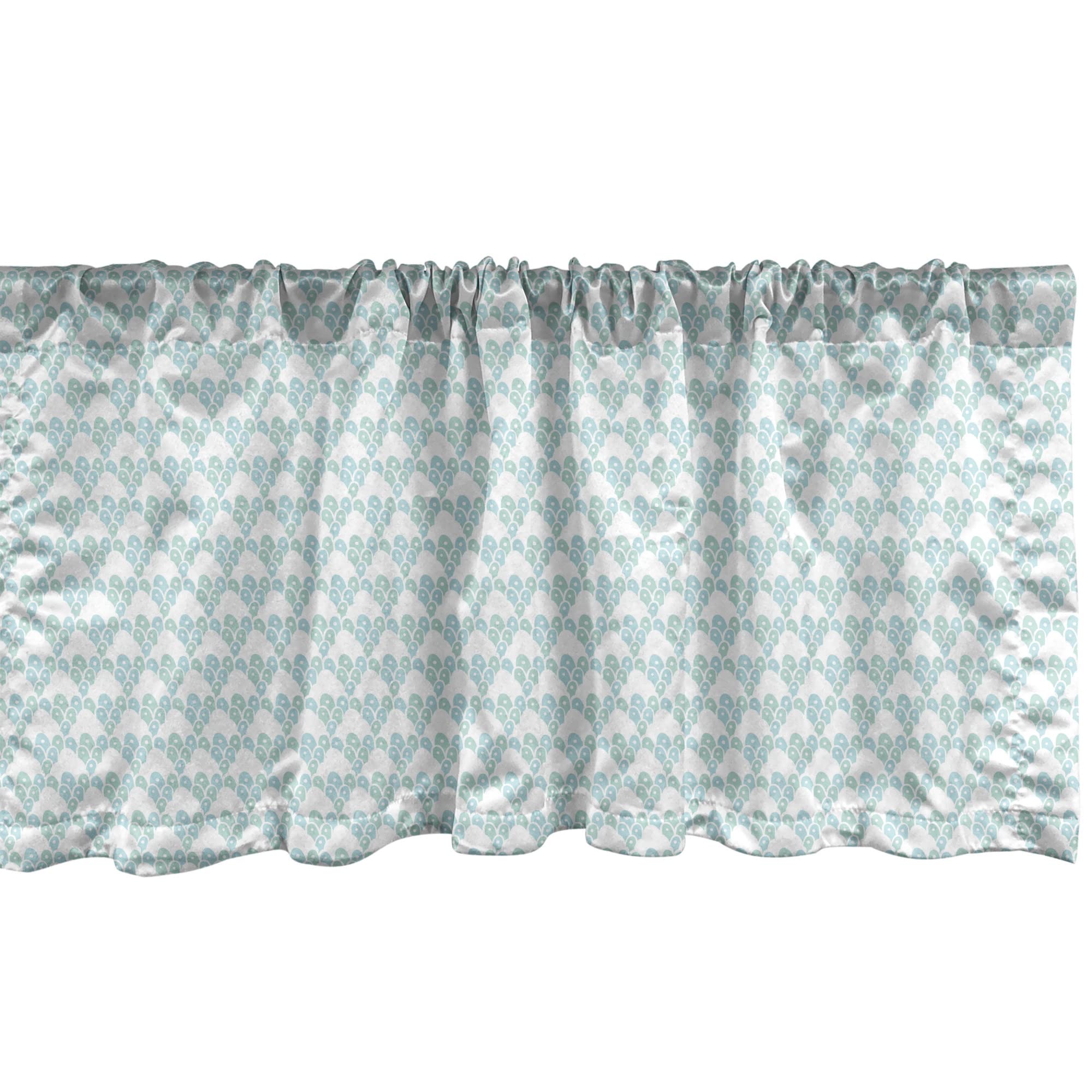 Ambesonne Mint Window Valance Set of 2 - Abstract Doodle Design with Soft Pastel Bubbles, Rod Pocket Curtain Valances for Kitchen & Bedroom, 54