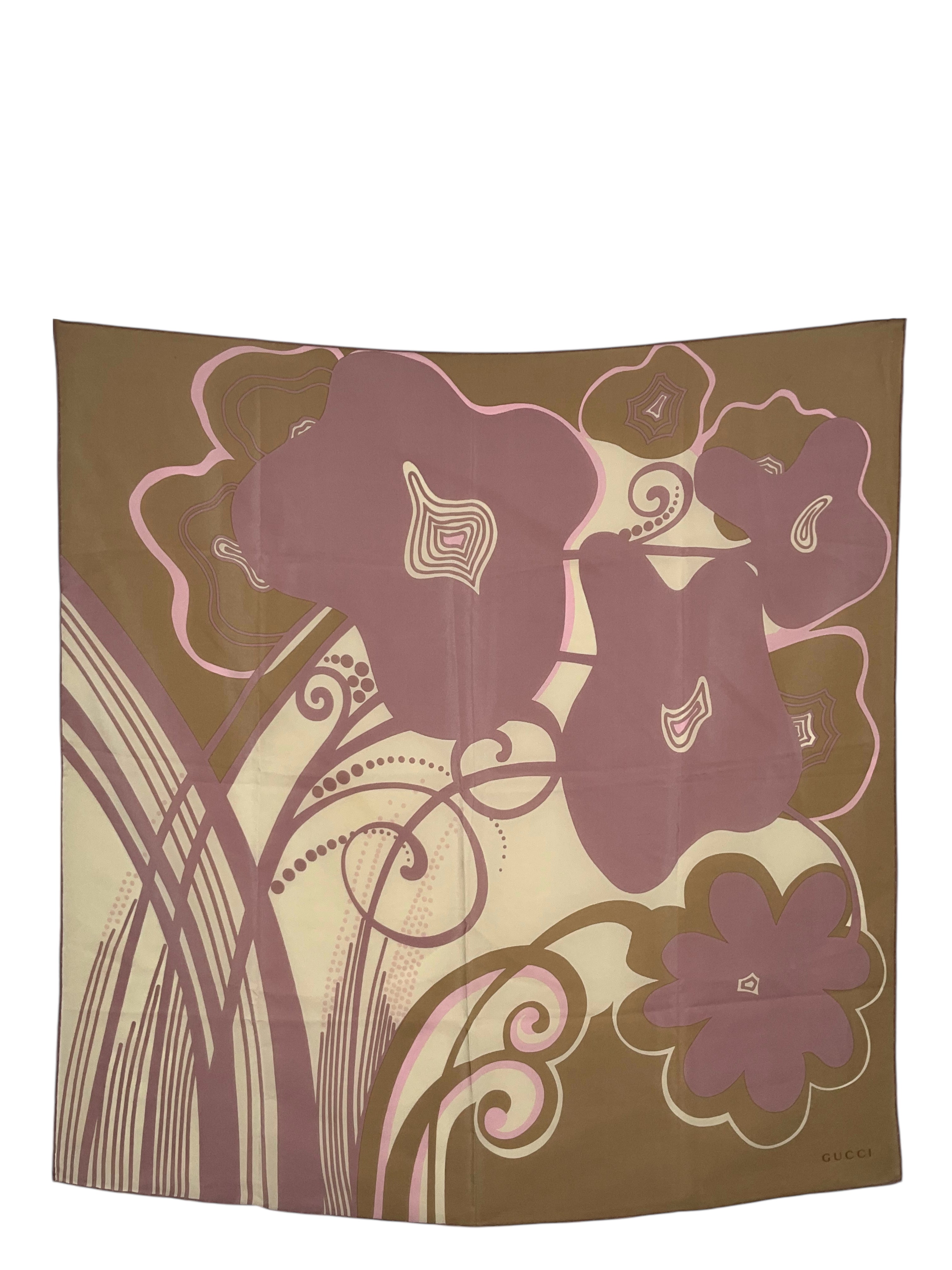 Gucci Floral Silk Scarf for Women - Luxury Designer Fashion Accessory for Spring & Summer Outfits, Travel, and Special Occasions