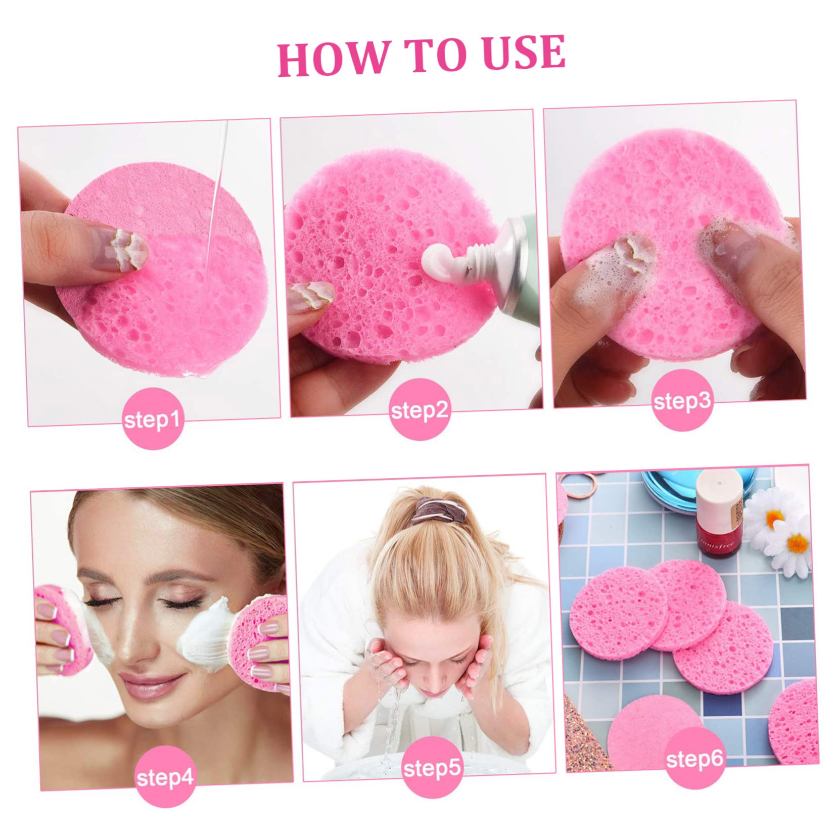 Beautyful 2-Pack Round Makeup Sponges - 100pcs Cellulose Makeup Remover Sponges, Gentle & Non-Irritating for Sensitive Skin | Perfect for Daily Makeup Removal, Blending & Touch-Ups