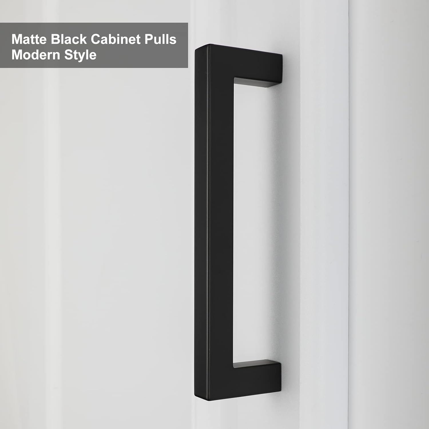 Black Square Bar Cabinet Pulls 5 Pack - Stainless Steel Drawer Handles for Modern Kitchen & Dresser (128mm Hole Center)